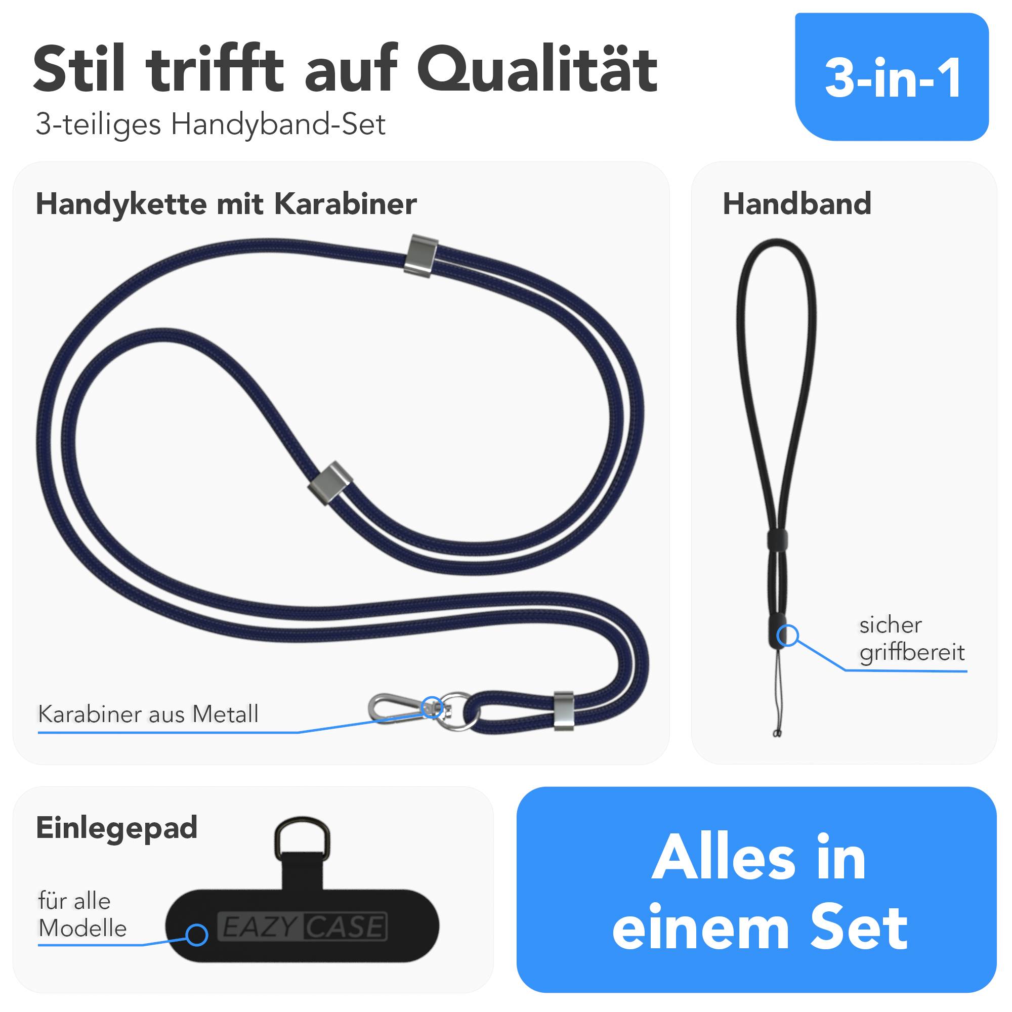 Universal Handykette mit Einlege-Pad und Karabiner für Smartphones 