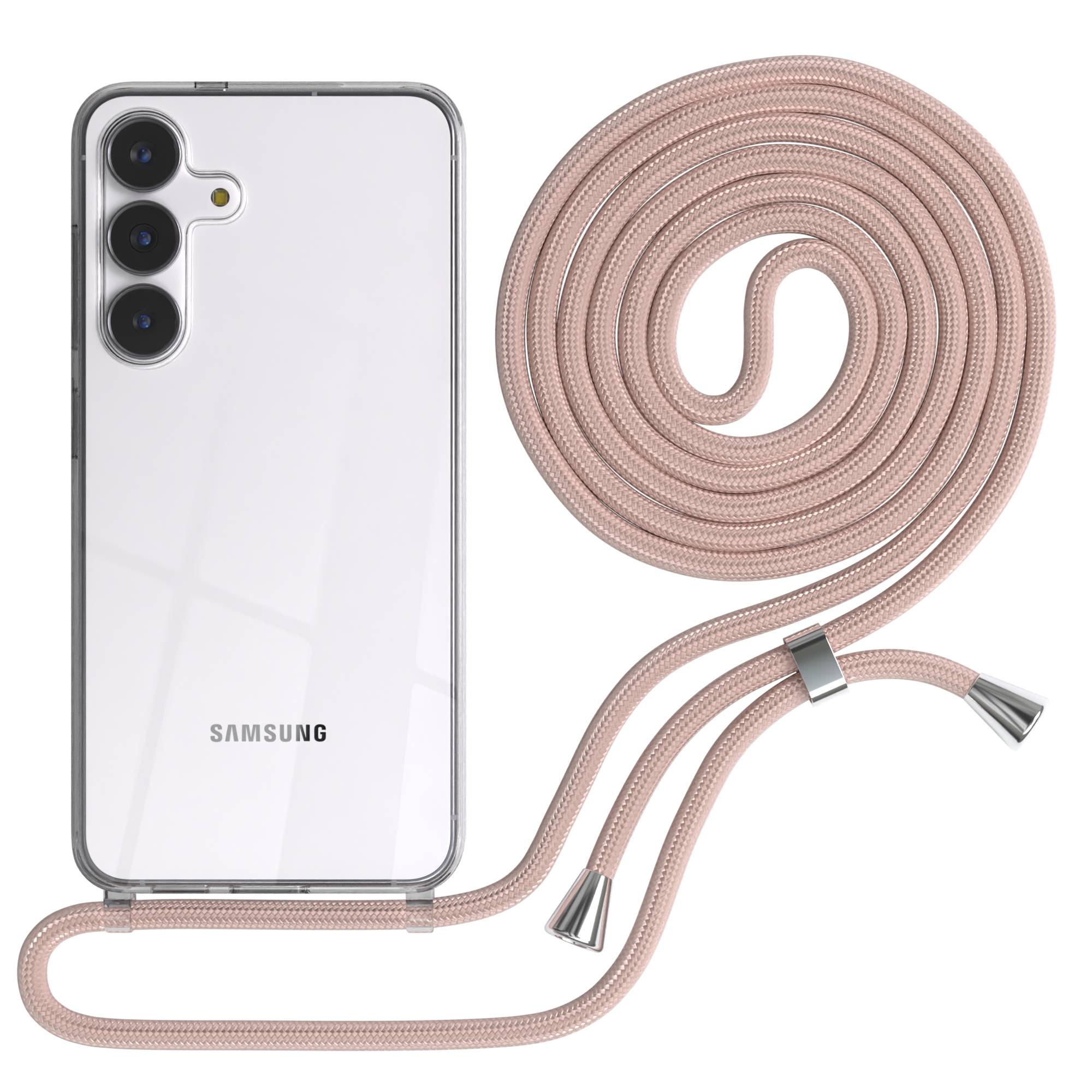 Samsung Galaxy S25 FE transparente Handykette mit verstellbarer Kordel TPU Hülle 