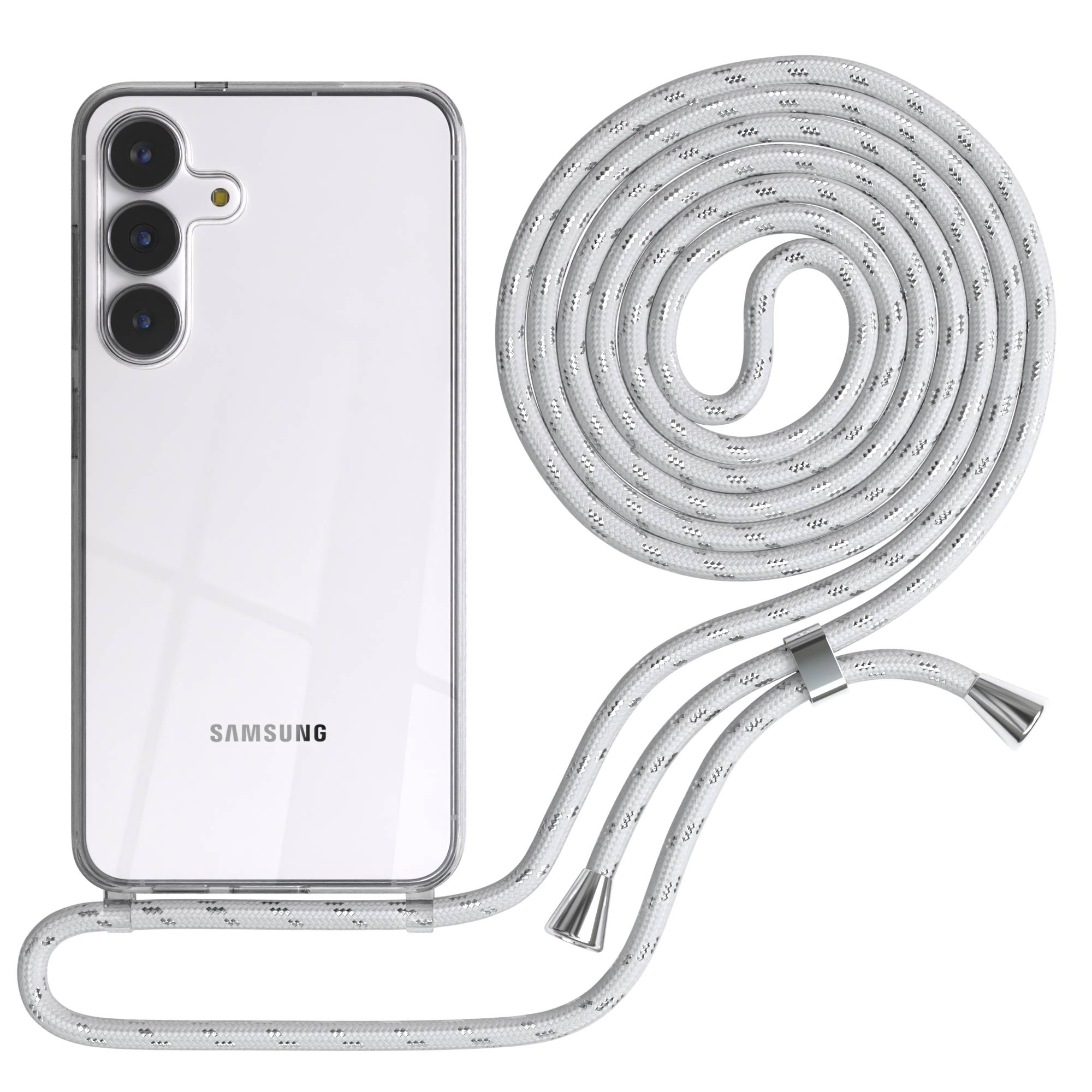Samsung Galaxy S25 FE transparente Handykette mit verstellbarer Kordel TPU Hülle 