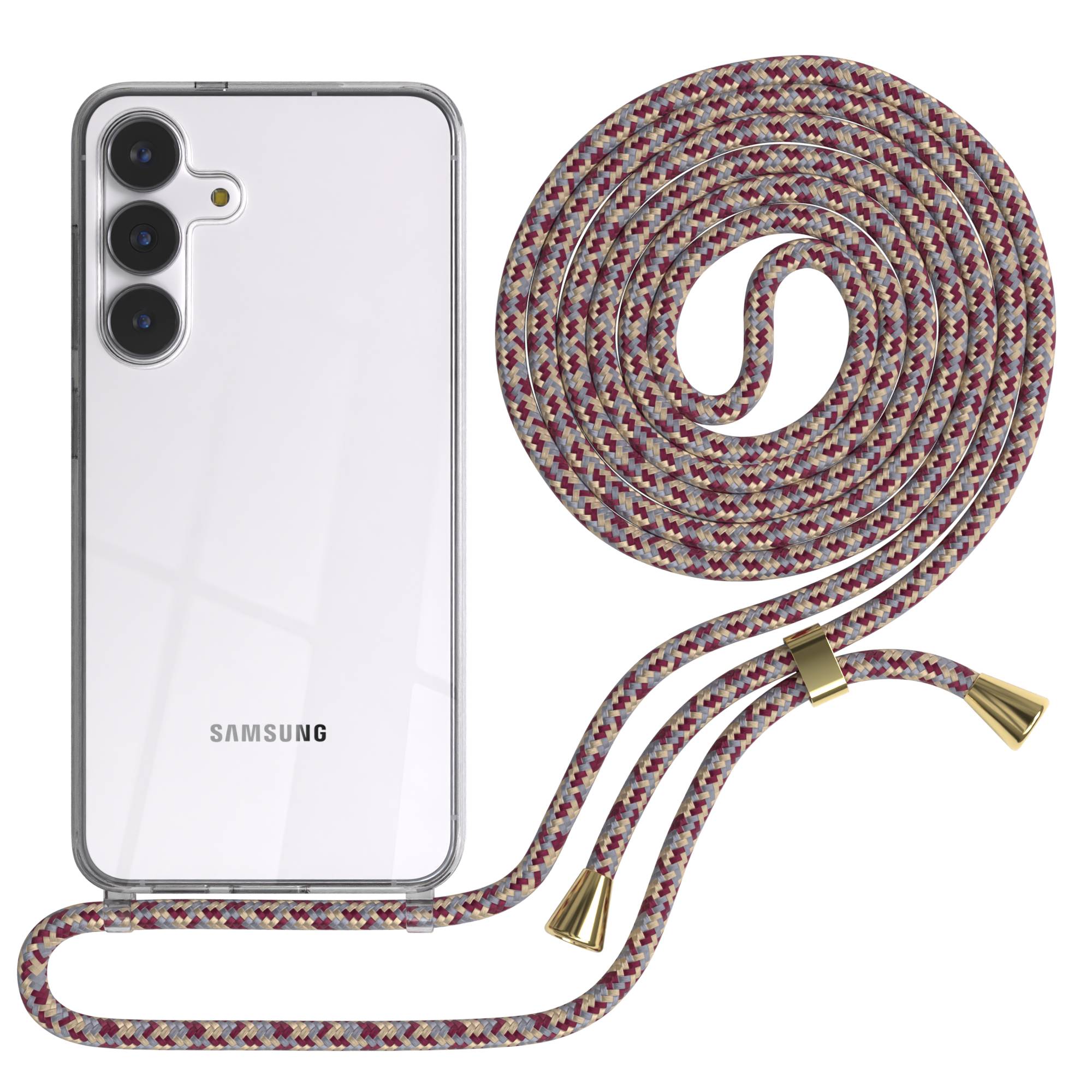 Samsung Galaxy S25 FE transparente Handykette mit verstellbarer Kordel TPU Hülle 
