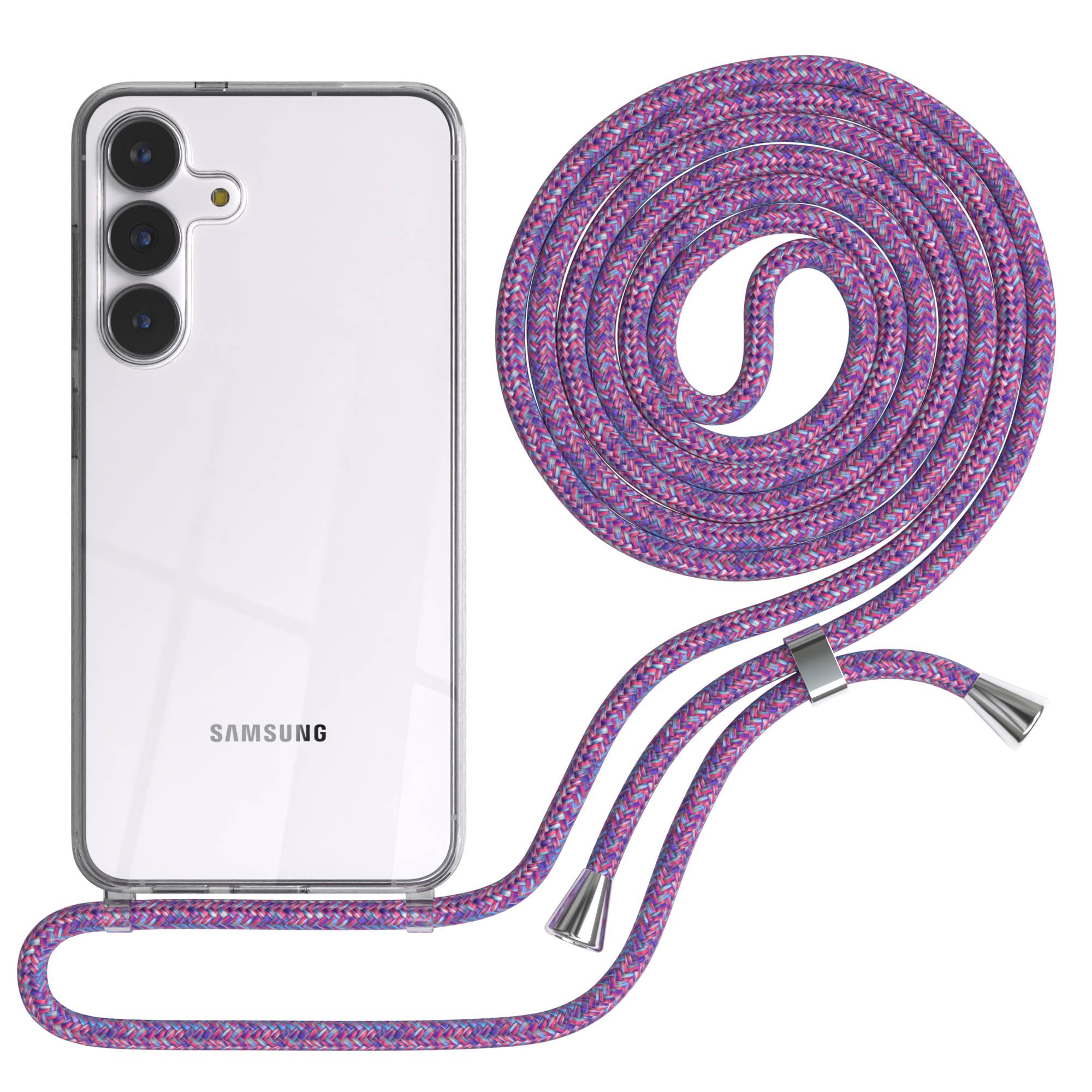 Samsung Galaxy S25 FE transparente Handykette mit verstellbarer Kordel TPU Hülle 