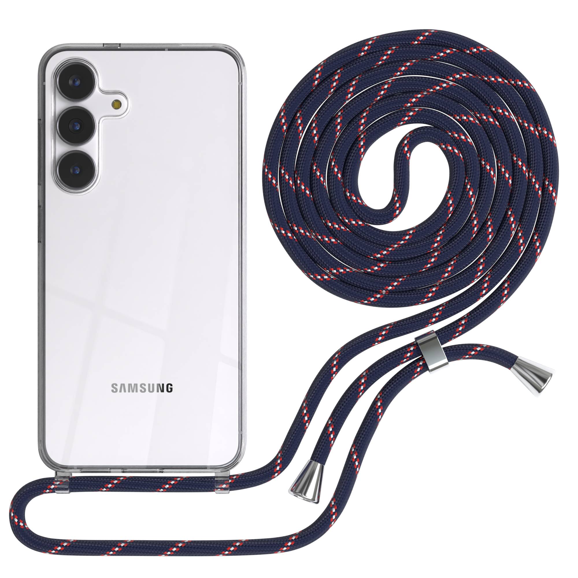 Samsung Galaxy S25 FE transparente Handykette mit verstellbarer Kordel TPU Hülle 