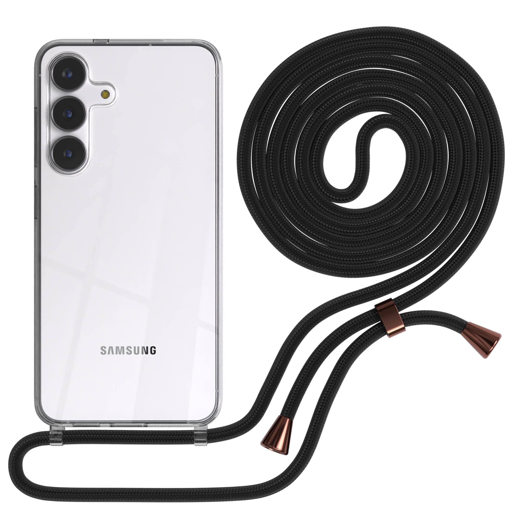 Samsung Galaxy S25 FE transparente Handykette mit verstellbarer Kordel TPU Hülle 