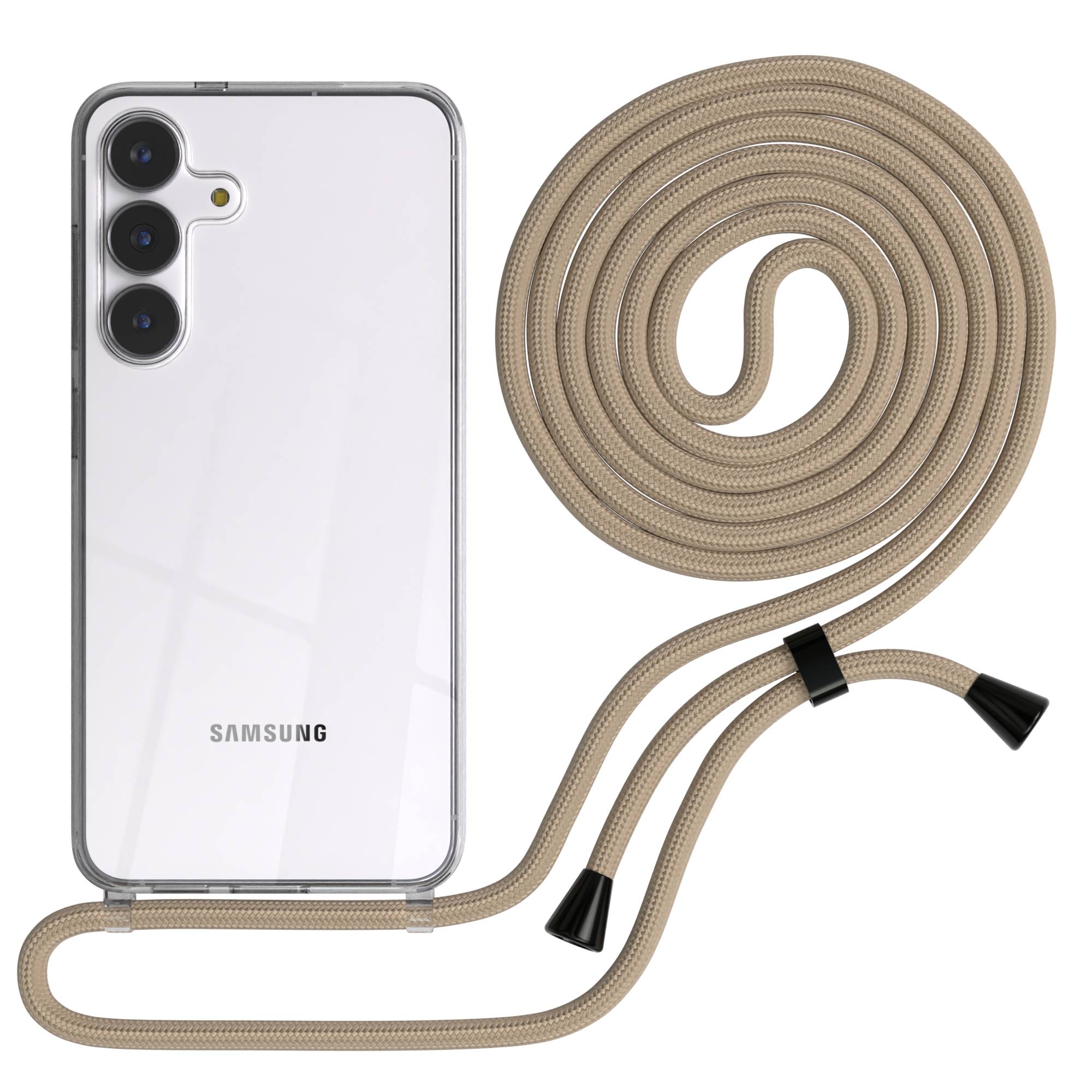 Samsung Galaxy S25 FE transparente Handykette mit verstellbarer Kordel TPU Hülle 