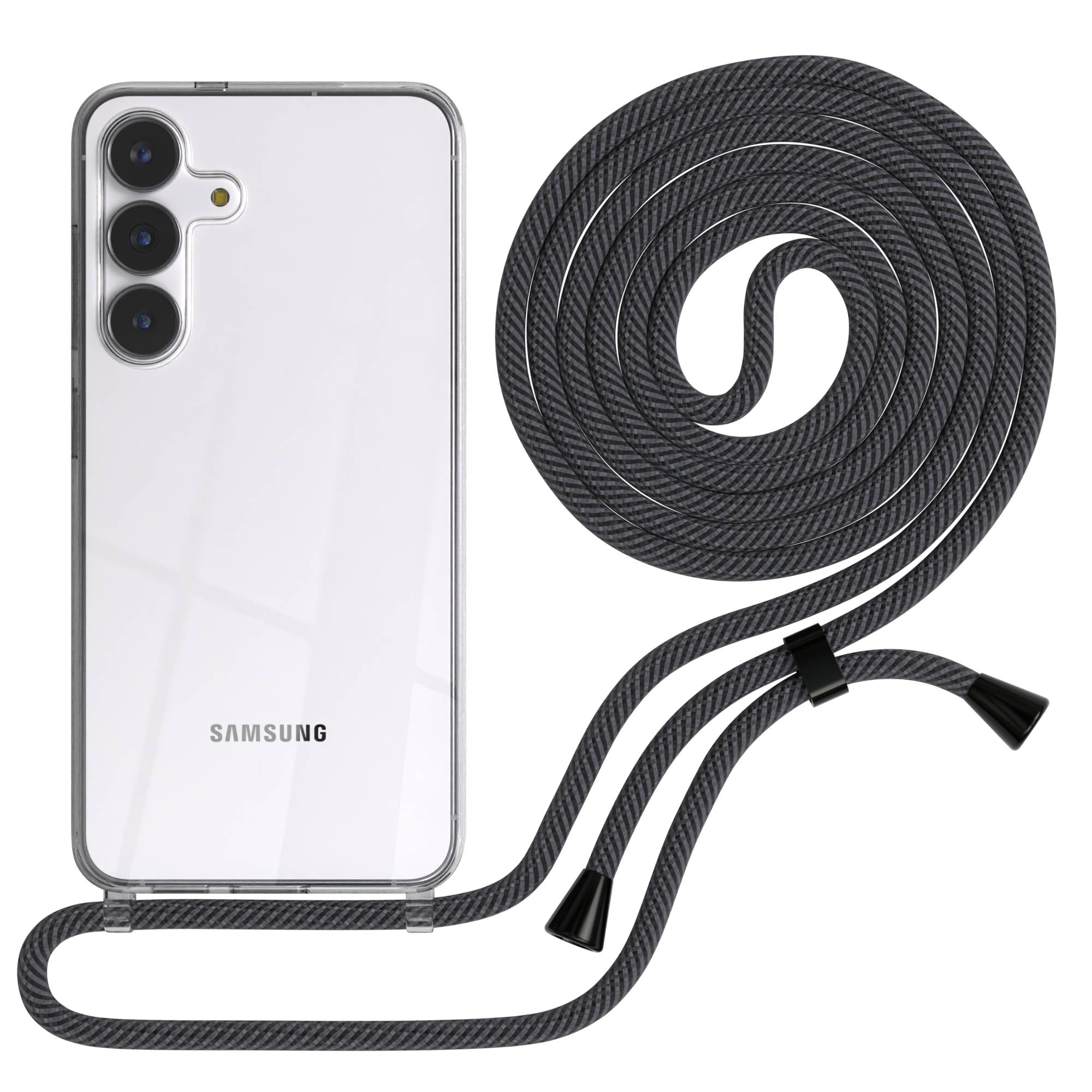 Samsung Galaxy S25 FE transparente Handykette mit verstellbarer Kordel TPU Hülle 