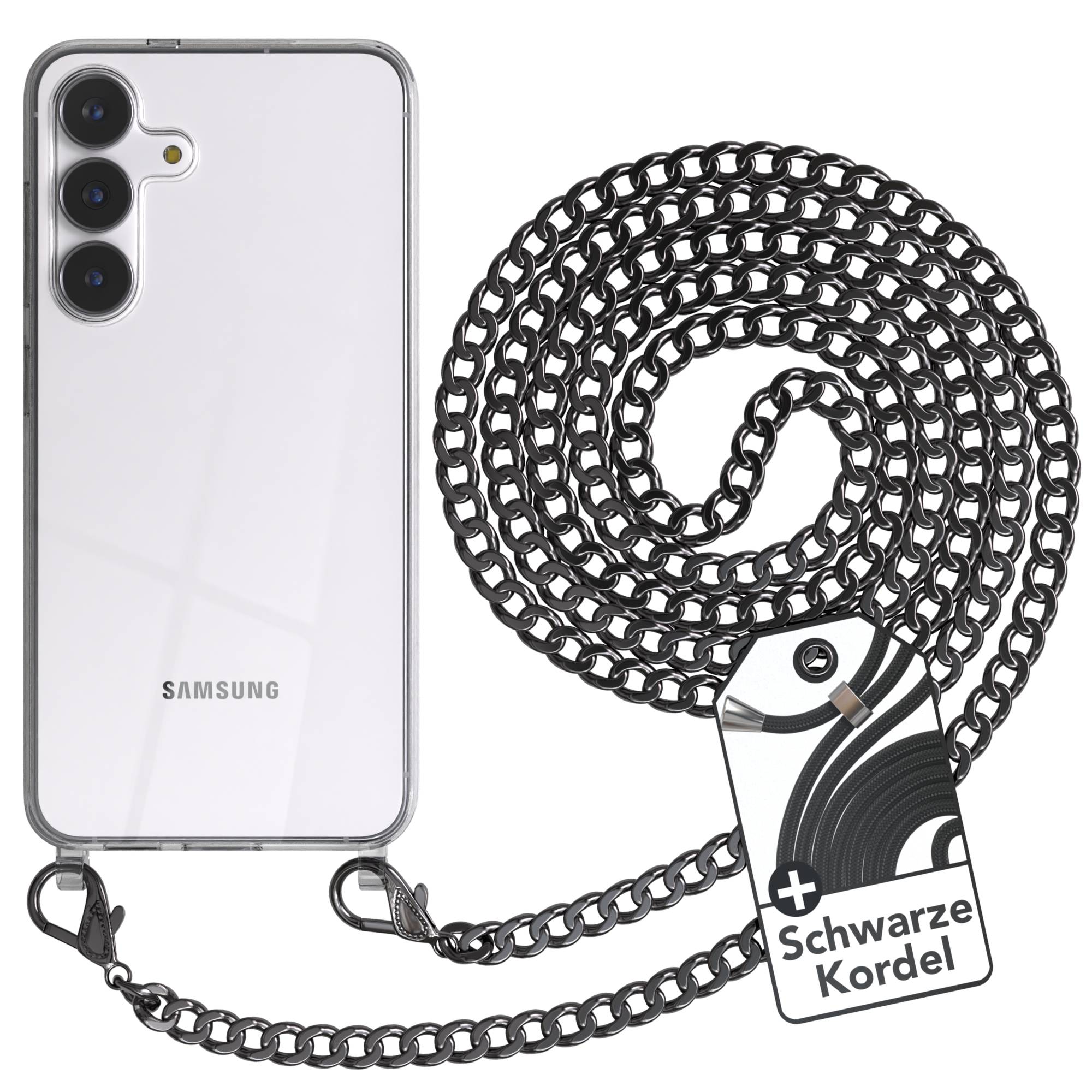 Samsung Galaxy S25 FE transparente Handykette mit verstellbarer Kordel TPU Hülle 