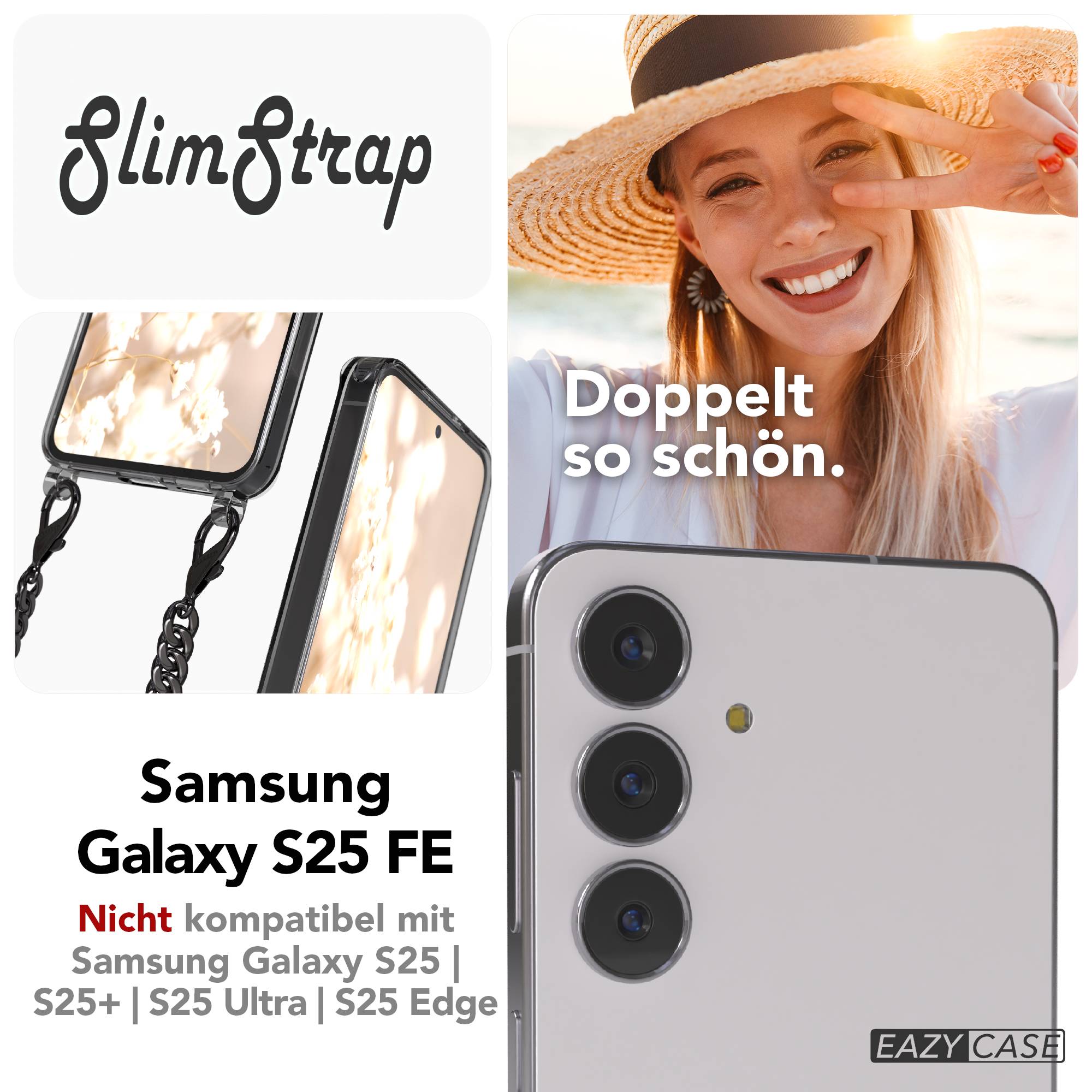 Samsung Galaxy S25 FE transparente Handykette mit verstellbarer Kordel TPU Hülle 
