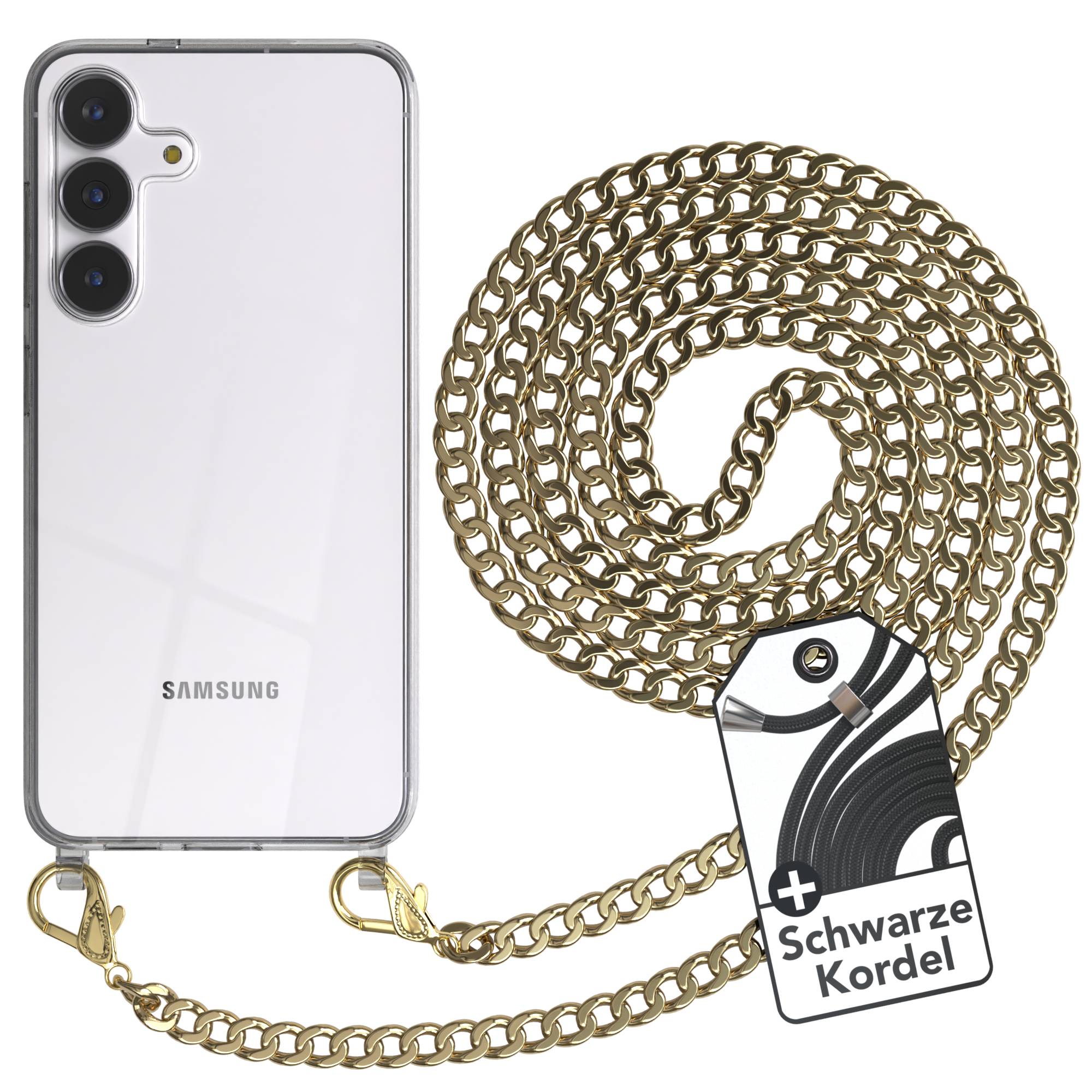 Samsung Galaxy S25 FE transparente Handykette mit verstellbarer Kordel TPU Hülle 