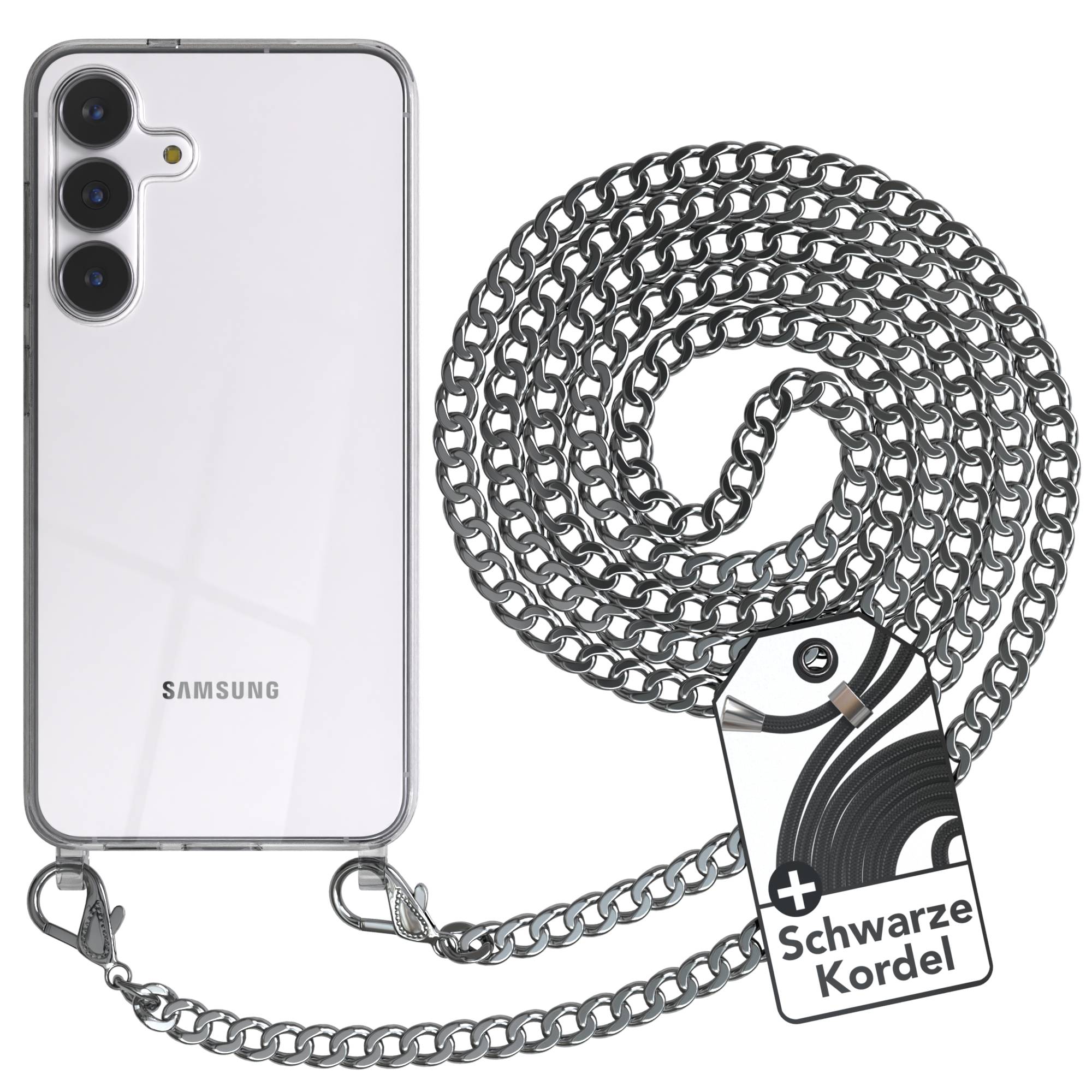 Samsung Galaxy S25 FE transparente Handykette mit verstellbarer Kordel TPU Hülle 