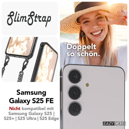Samsung Galaxy S25 FE transparente Handykette mit verstellbarer Kordel TPU Hülle 
