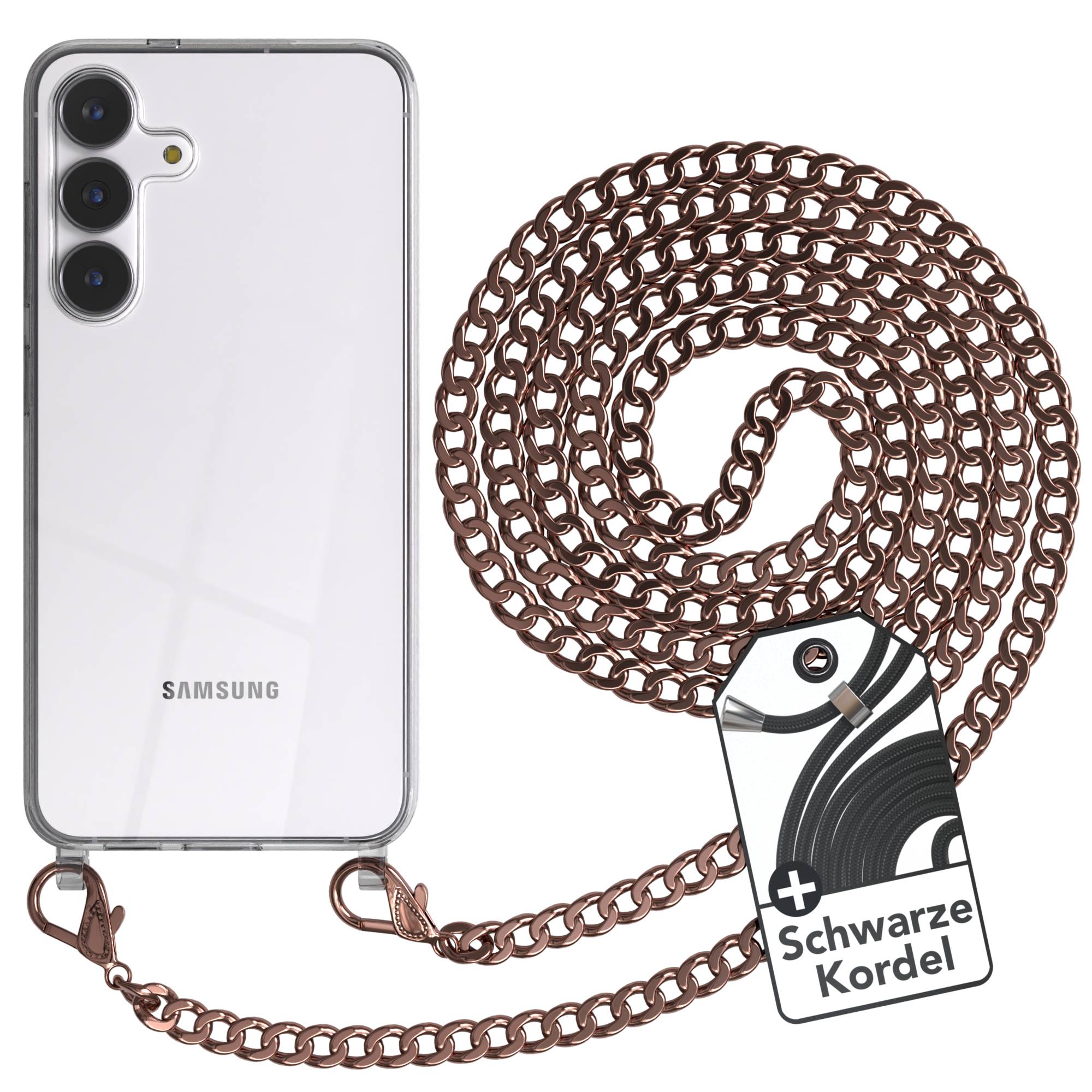 Samsung Galaxy S25 FE transparente Handykette mit verstellbarer Kordel TPU Hülle 