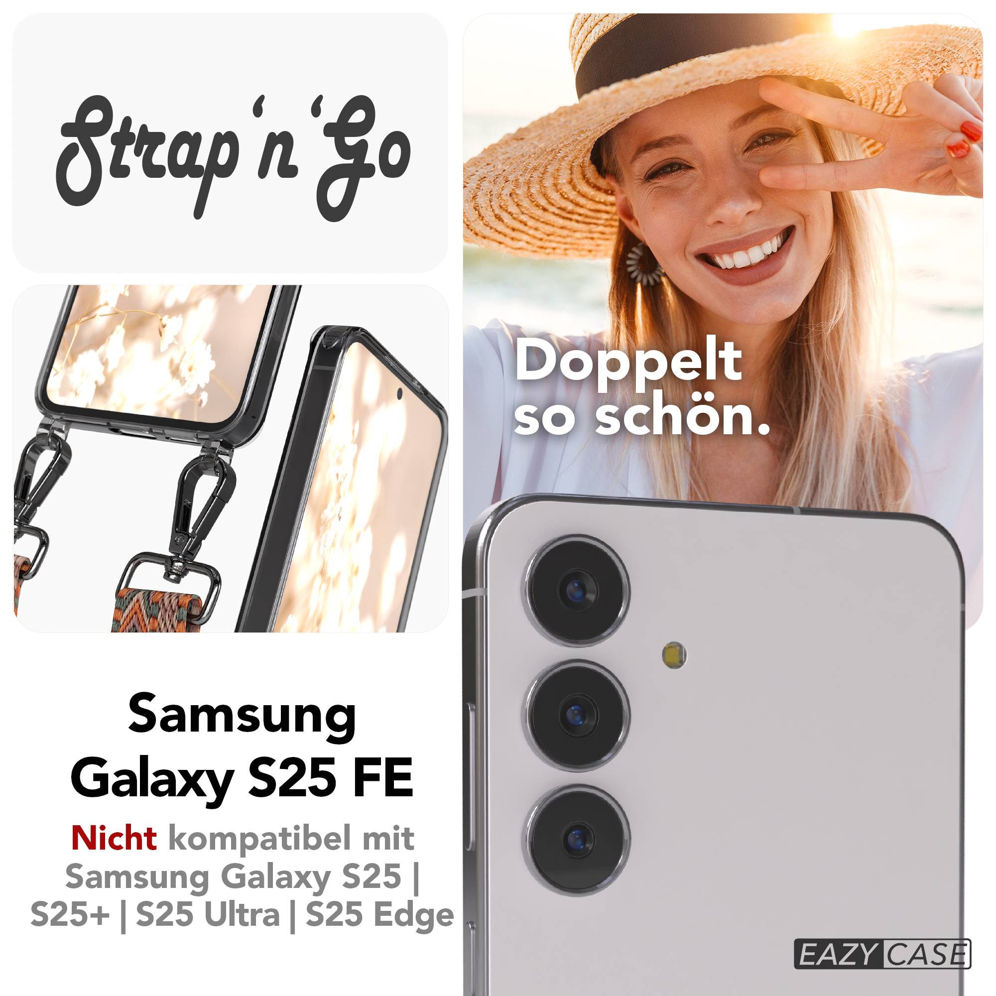 Samsung Galaxy S25 FE Handykette mit verstellbarem Boho Band Set 