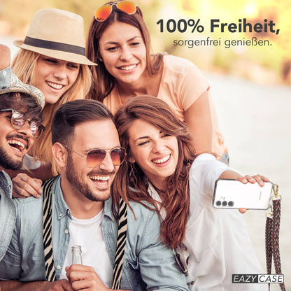 Samsung Galaxy S25 FE Handykette mit verstellbarem Boho Band Set #farbe_beere-rosa-metallfarbe-gold