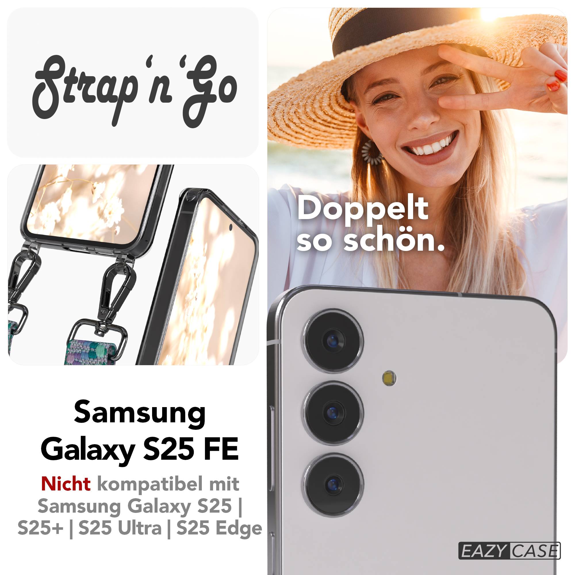 Samsung Galaxy S25 FE Handykette mit verstellbarem Boho Band Set 