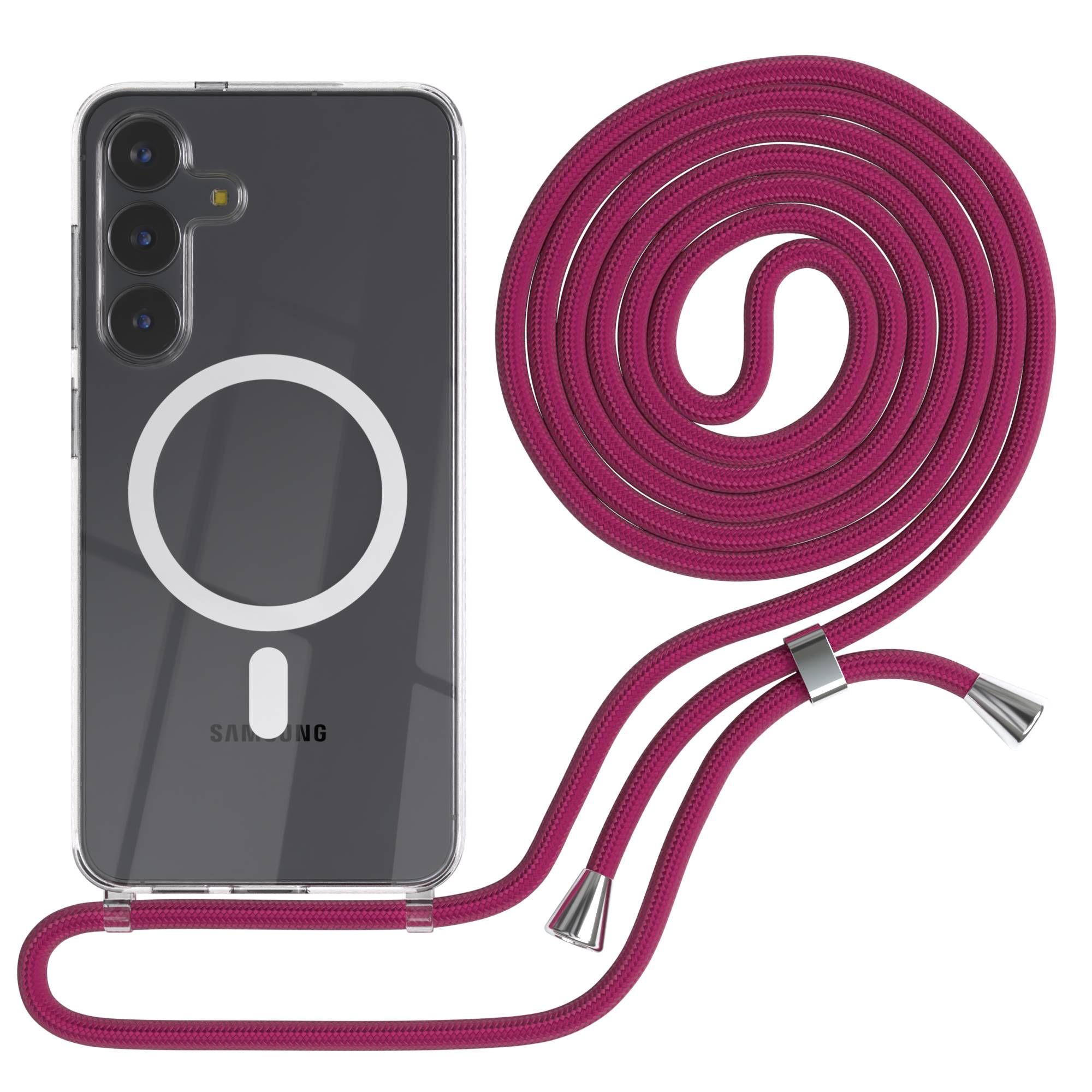 Samsung Galaxy S25 FE transparente Handykette mit MagSafe und verstellbarer Kordel 