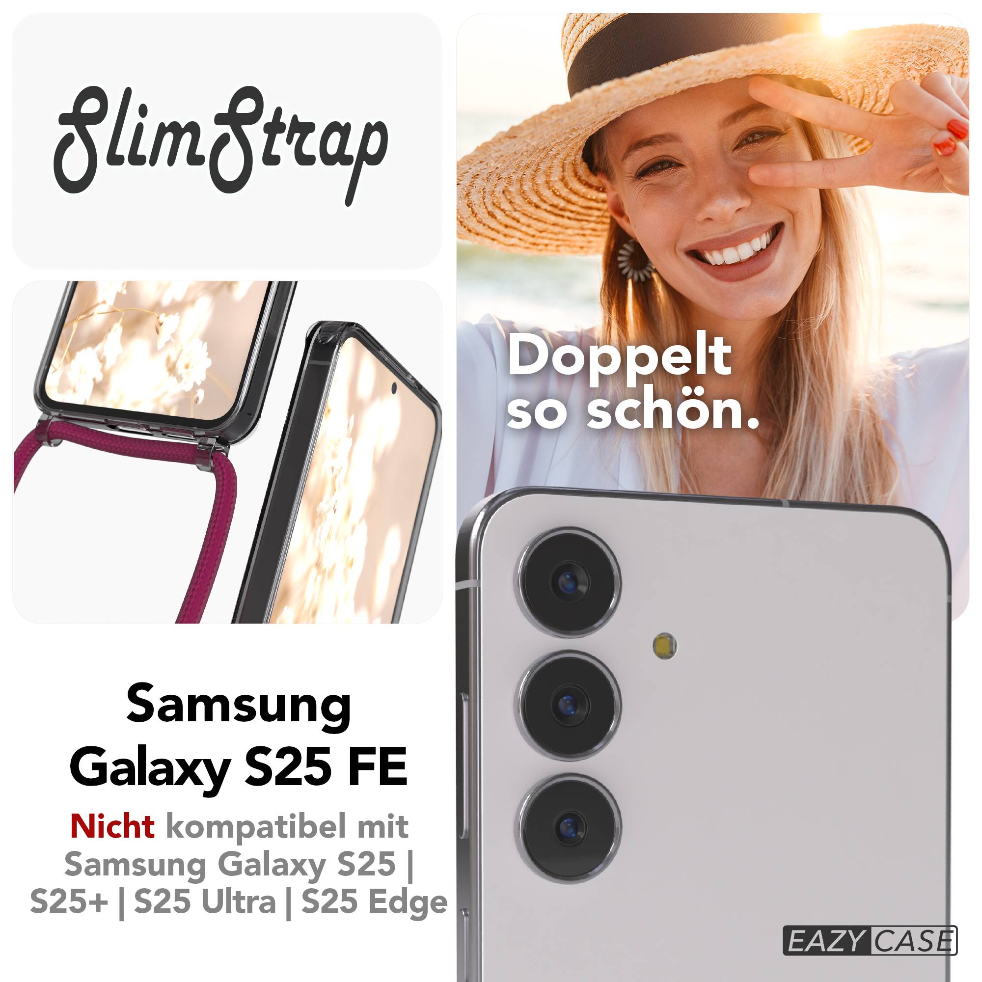 Samsung Galaxy S25 FE transparente Handykette mit MagSafe und verstellbarer Kordel 