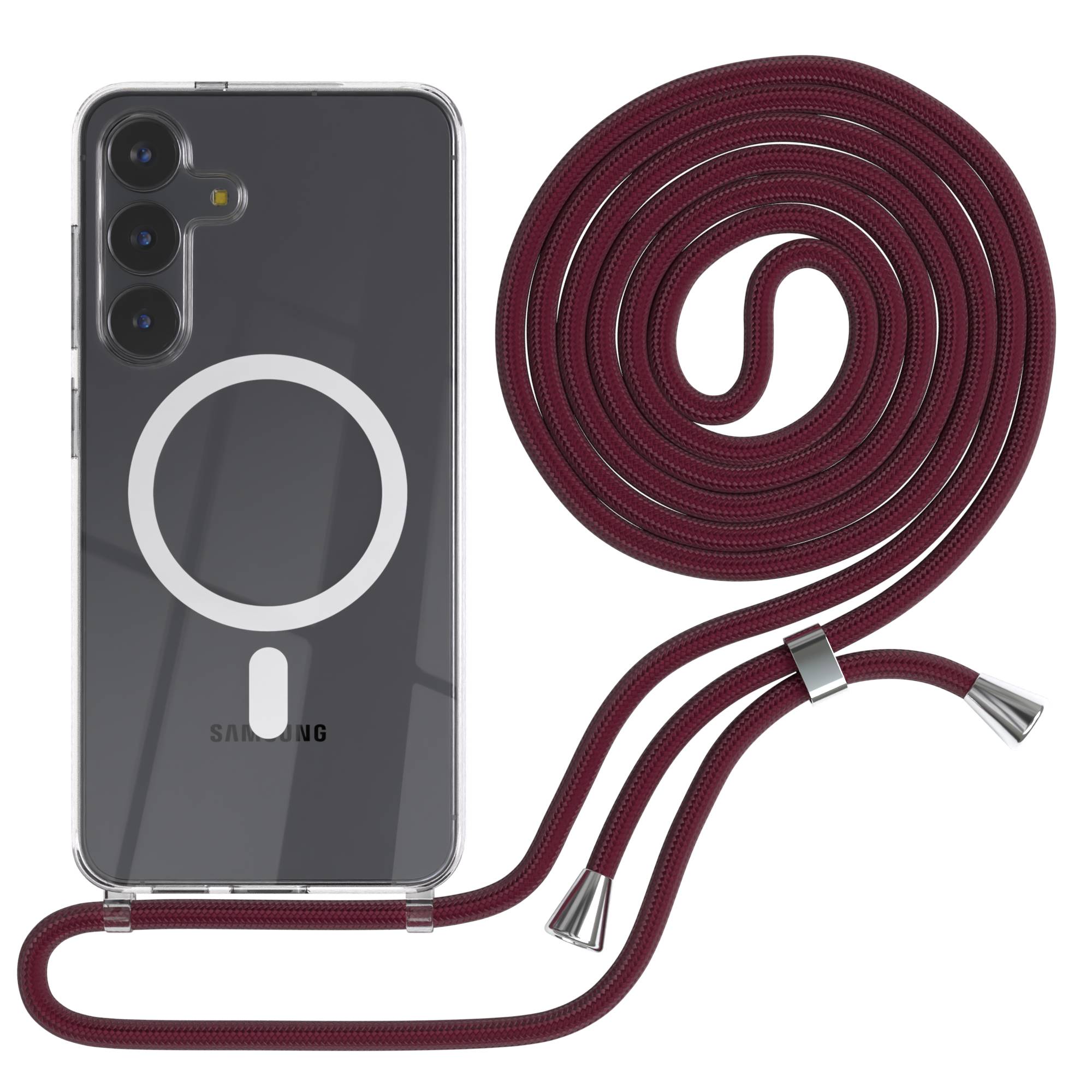 Samsung Galaxy S25 FE transparente Handykette mit MagSafe und verstellbarer Kordel 