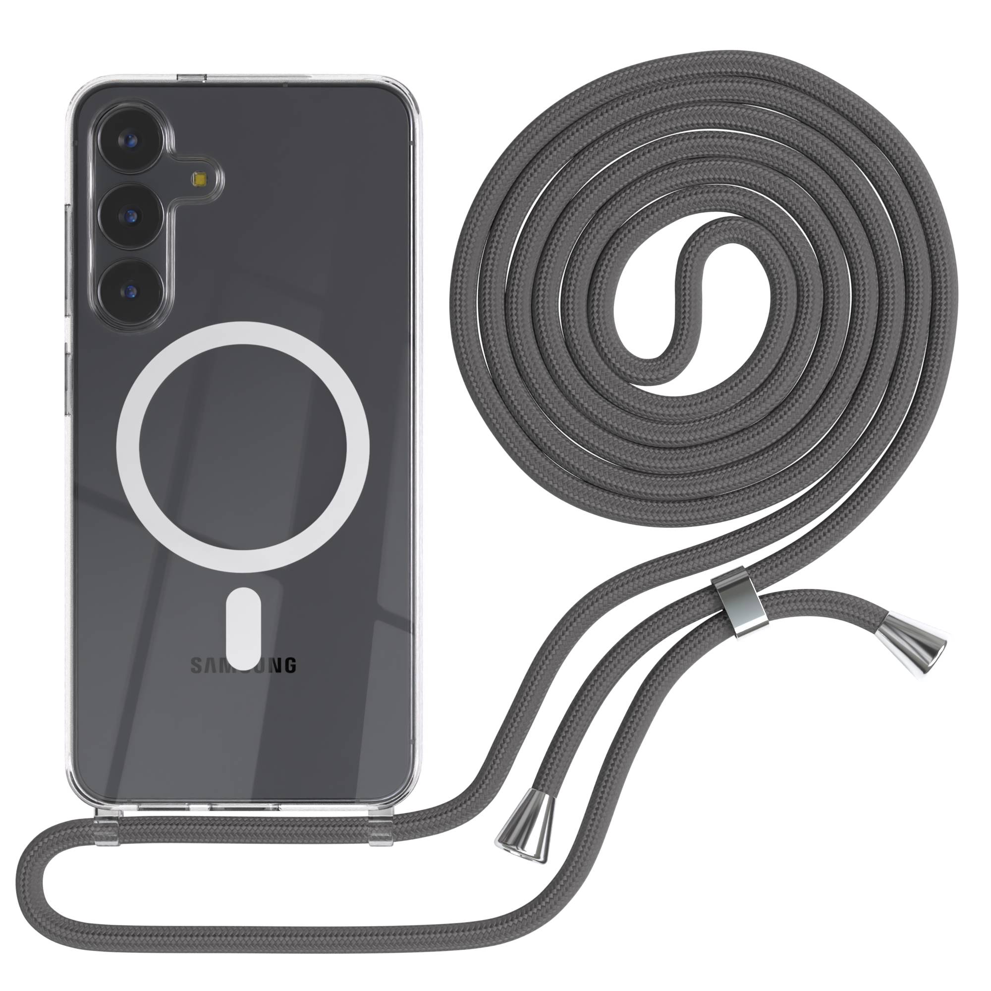 Samsung Galaxy S25 FE transparente Handykette mit MagSafe und verstellbarer Kordel 