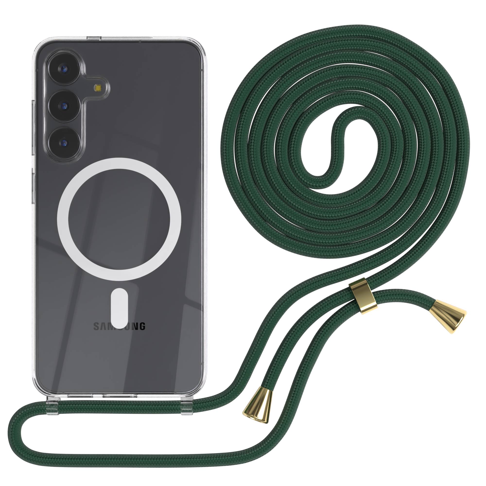 Samsung Galaxy S25 FE transparente Handykette mit MagSafe und verstellbarer Kordel 