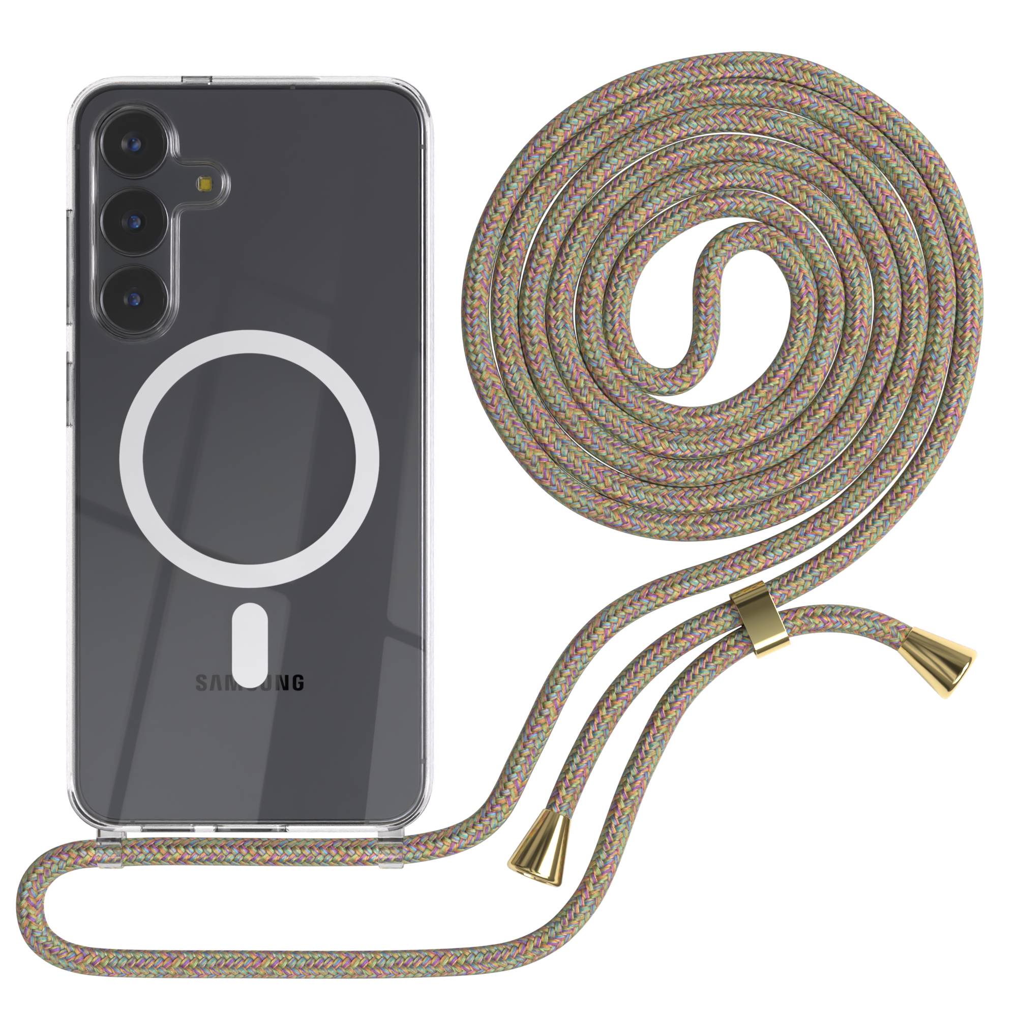 Samsung Galaxy S25 FE transparente Handykette mit MagSafe und verstellbarer Kordel 