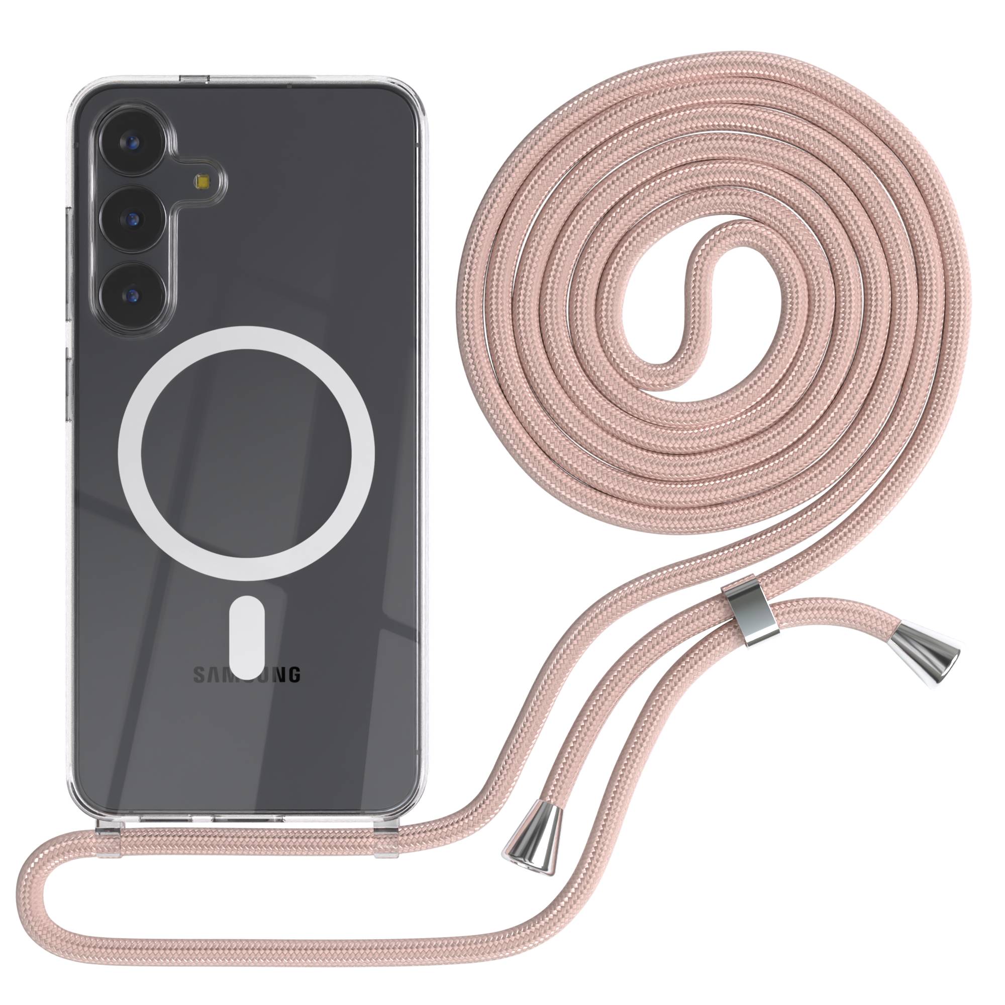 Samsung Galaxy S25 FE transparente Handykette mit MagSafe und verstellbarer Kordel 