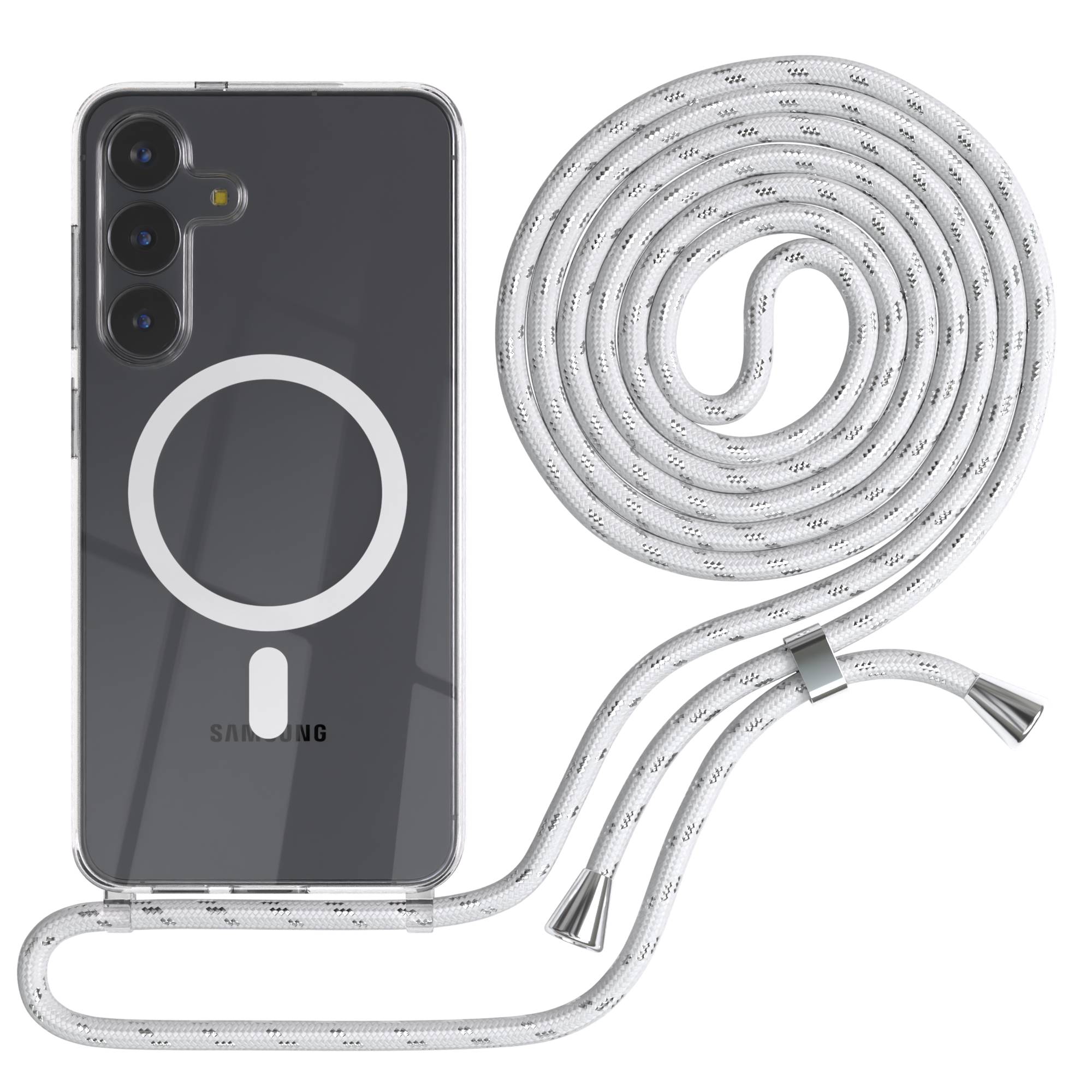 Samsung Galaxy S25 FE transparente Handykette mit MagSafe und verstellbarer Kordel 