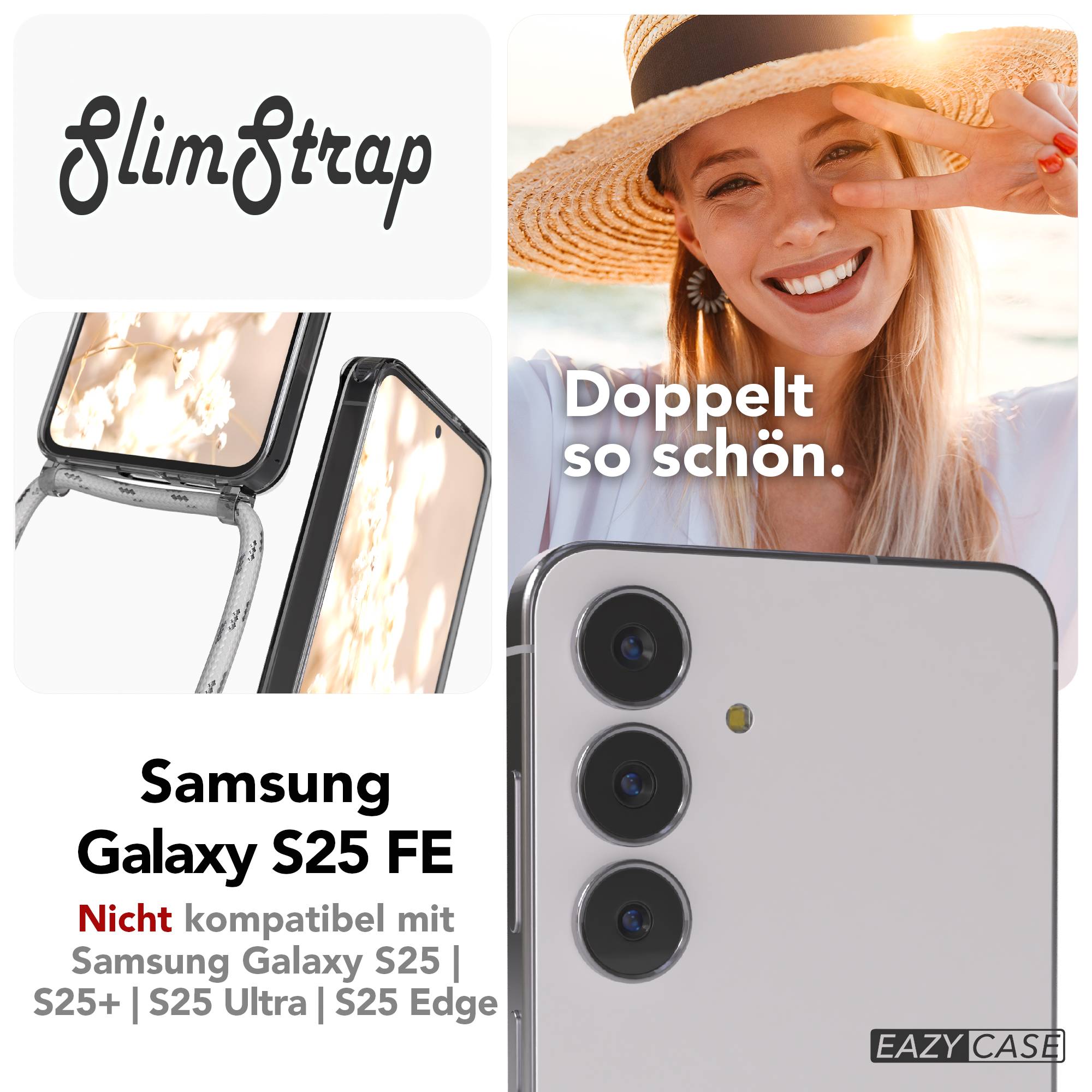 Samsung Galaxy S25 FE transparente Handykette mit MagSafe und verstellbarer Kordel 