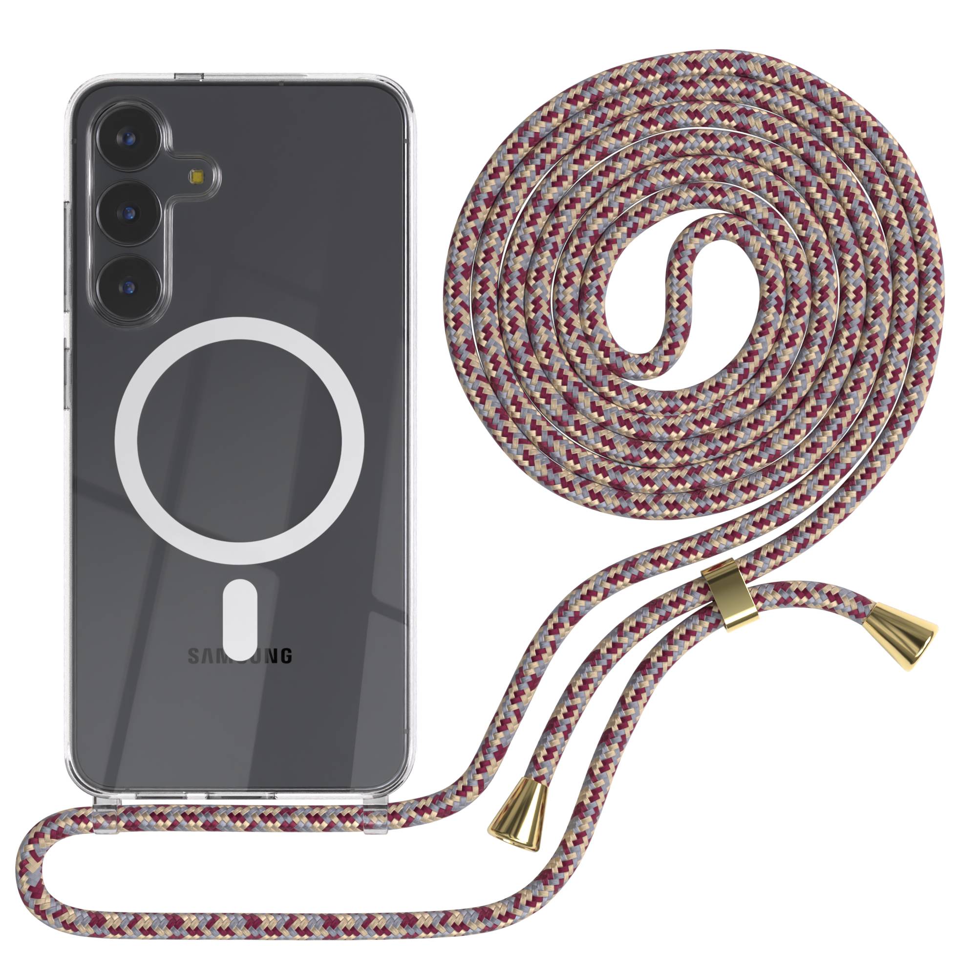 Samsung Galaxy S25 FE transparente Handykette mit MagSafe und verstellbarer Kordel 