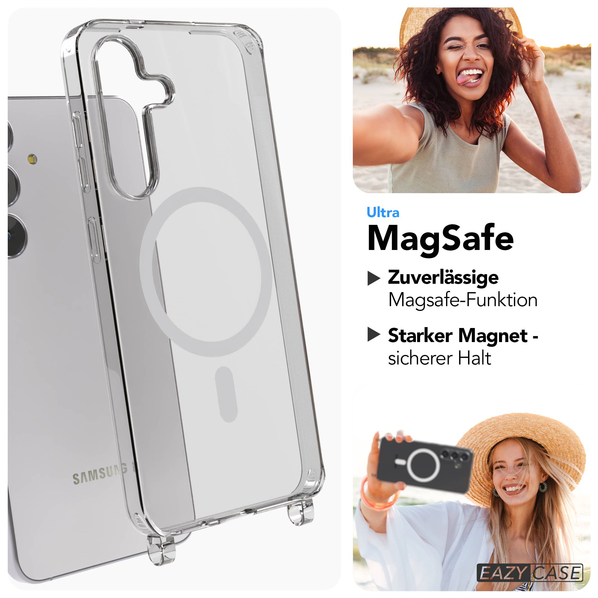 Samsung Galaxy S25 FE transparente Handykette mit MagSafe und verstellbarer Kordel 