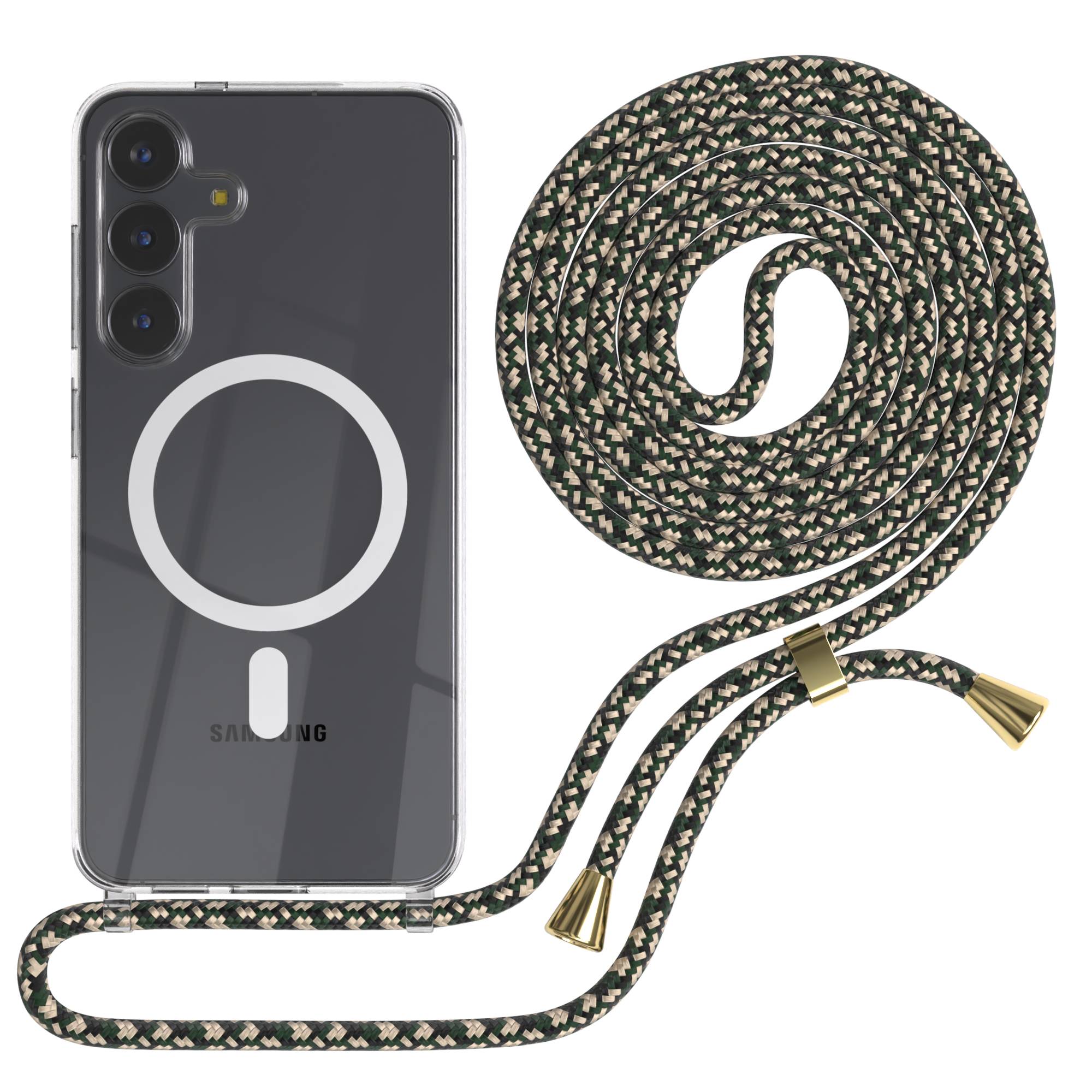 Samsung Galaxy S25 FE transparente Handykette mit MagSafe und verstellbarer Kordel 