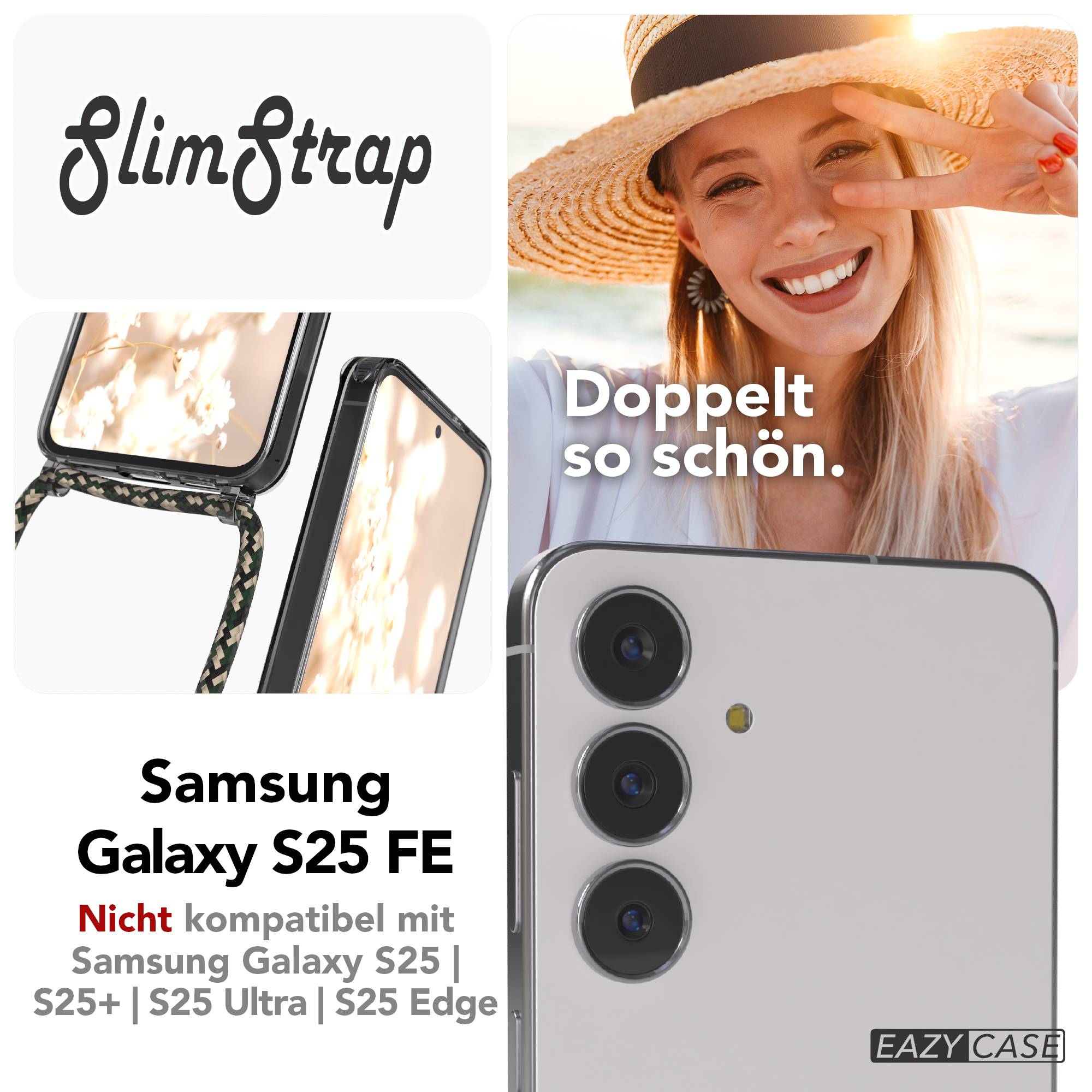 Samsung Galaxy S25 FE transparente Handykette mit MagSafe und verstellbarer Kordel 