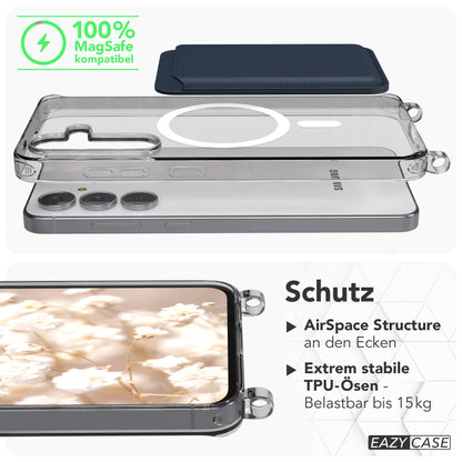 Samsung Galaxy S25 FE transparente Handykette mit MagSafe und verstellbarer Kordel 