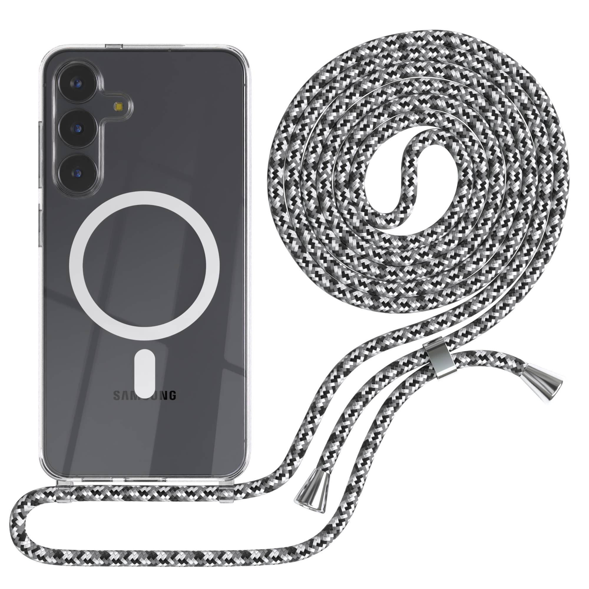 Samsung Galaxy S25 FE transparente Handykette mit MagSafe und verstellbarer Kordel 