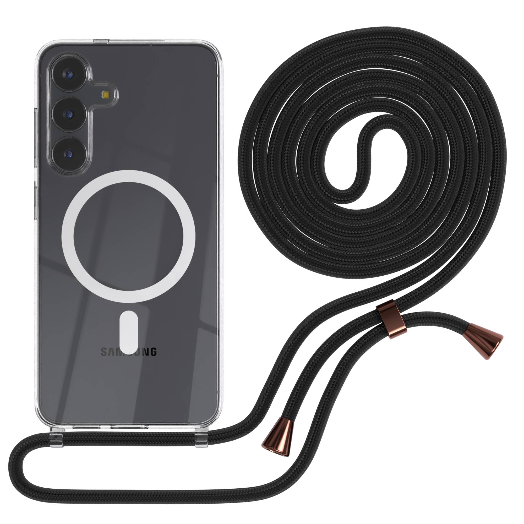 Samsung Galaxy S25 FE transparente Handykette mit MagSafe und verstellbarer Kordel 