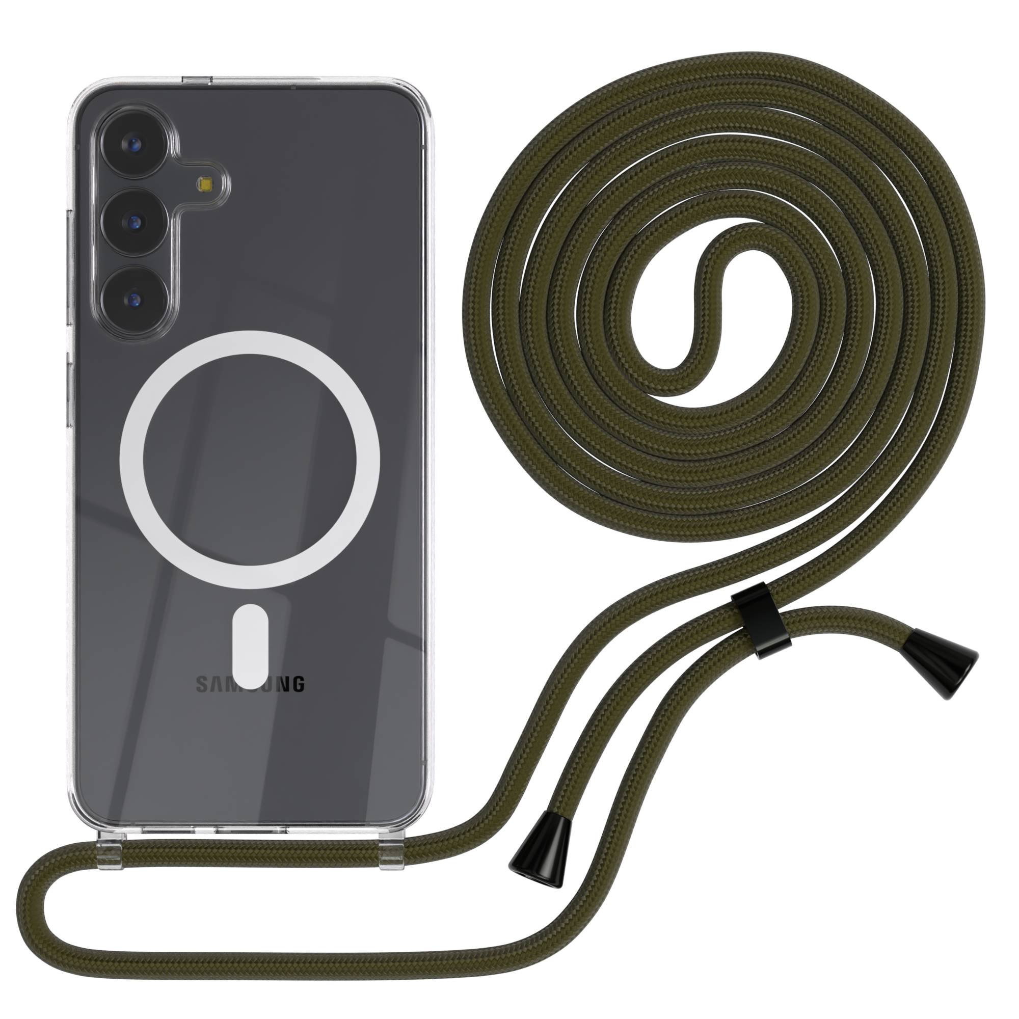 Samsung Galaxy S25 FE transparente Handykette mit MagSafe und verstellbarer Kordel 
