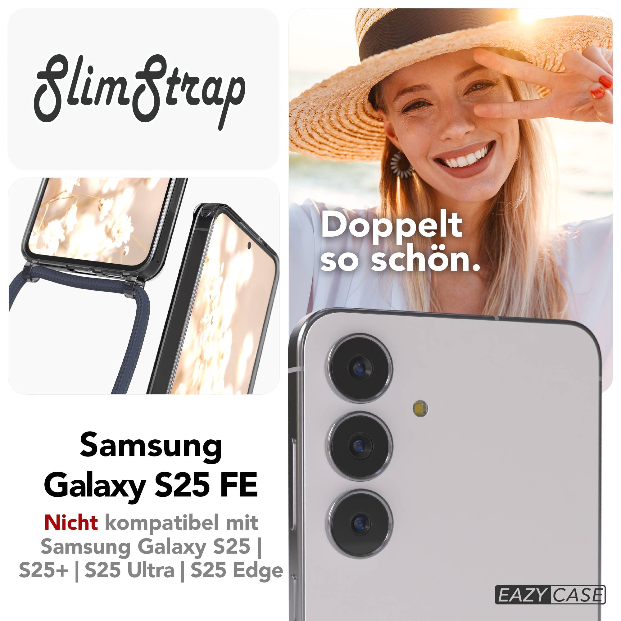 Samsung Galaxy S25 FE transparente Handykette mit MagSafe und verstellbarer Kordel 