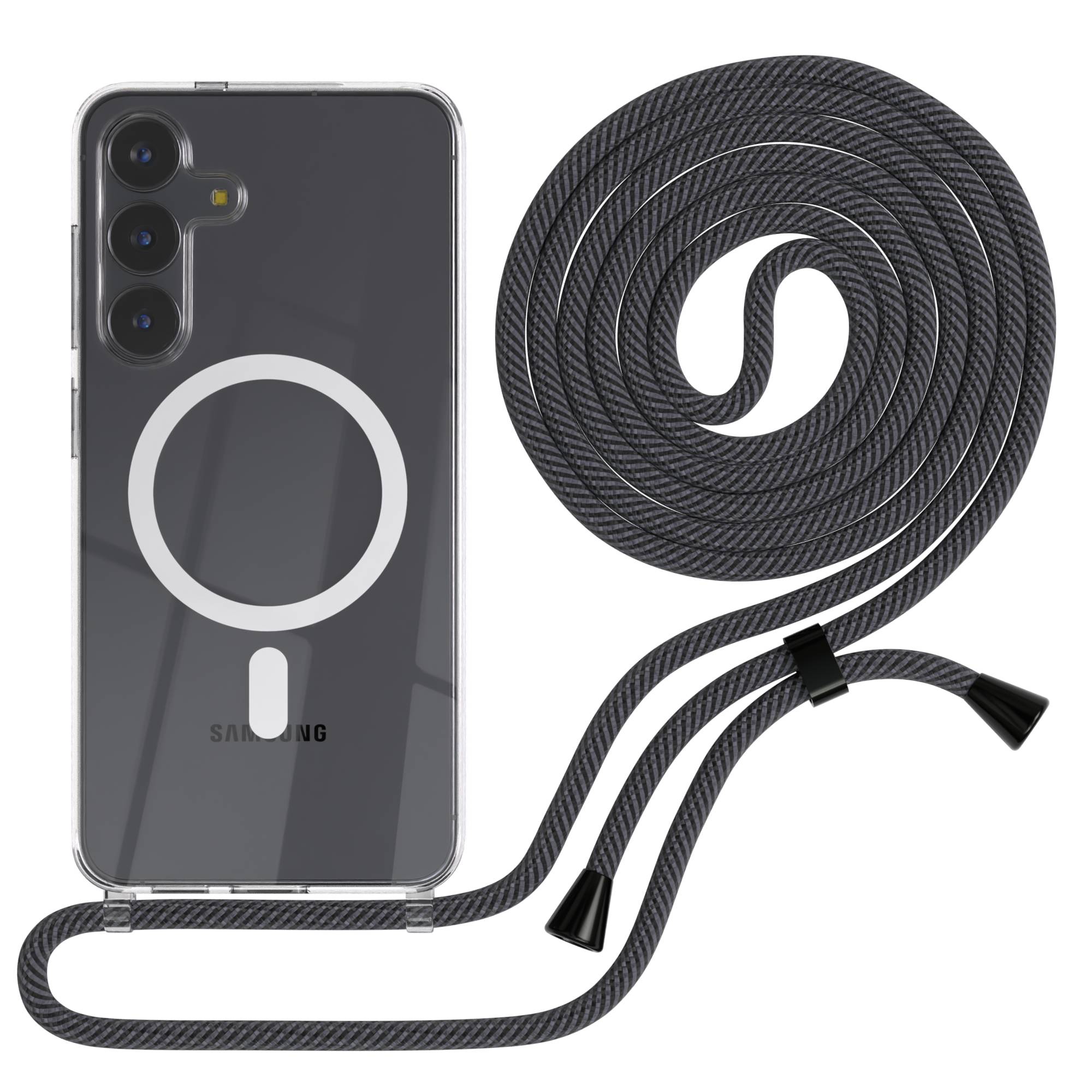 Samsung Galaxy S25 FE transparente Handykette mit MagSafe und verstellbarer Kordel 