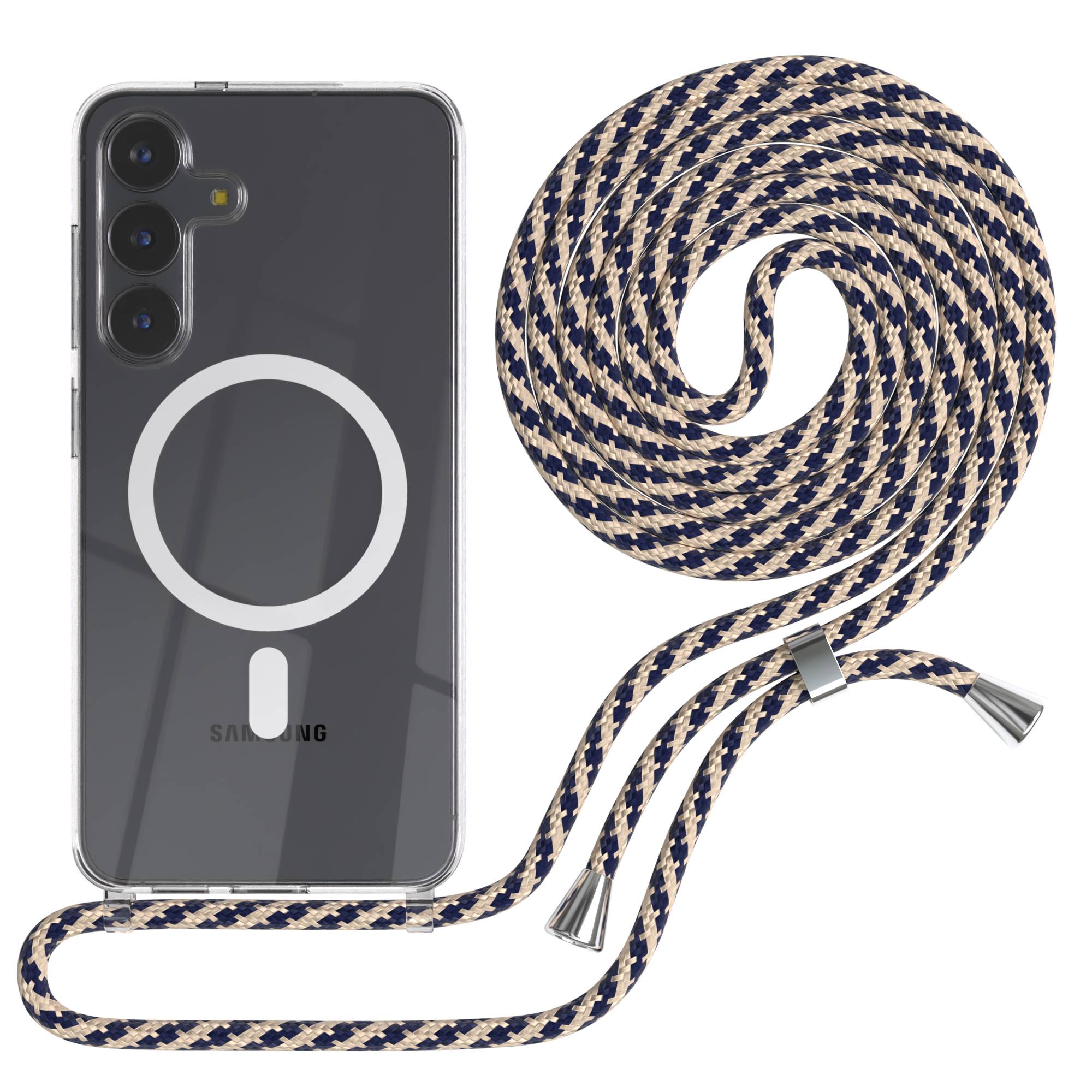 Samsung Galaxy S25 FE transparente Handykette mit MagSafe und verstellbarer Kordel 