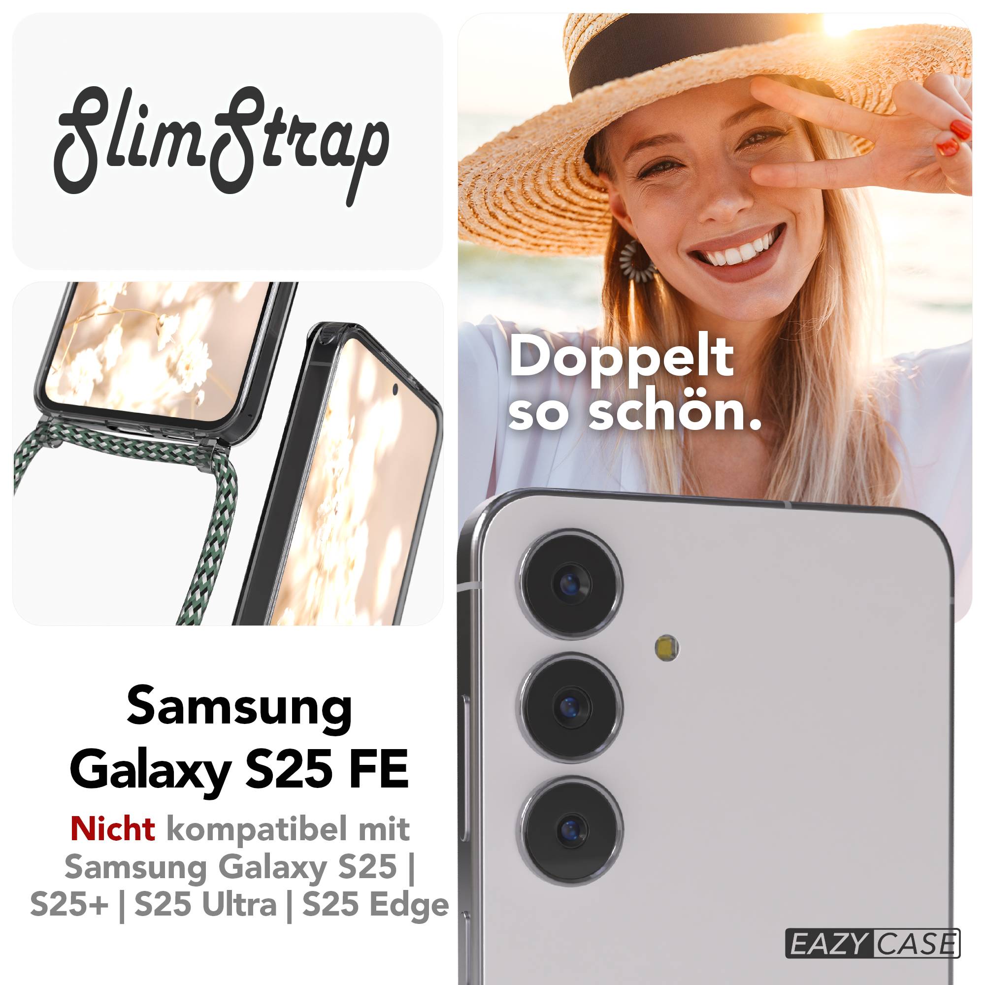 Samsung Galaxy S25 FE transparente Handykette mit MagSafe und verstellbarer Kordel 