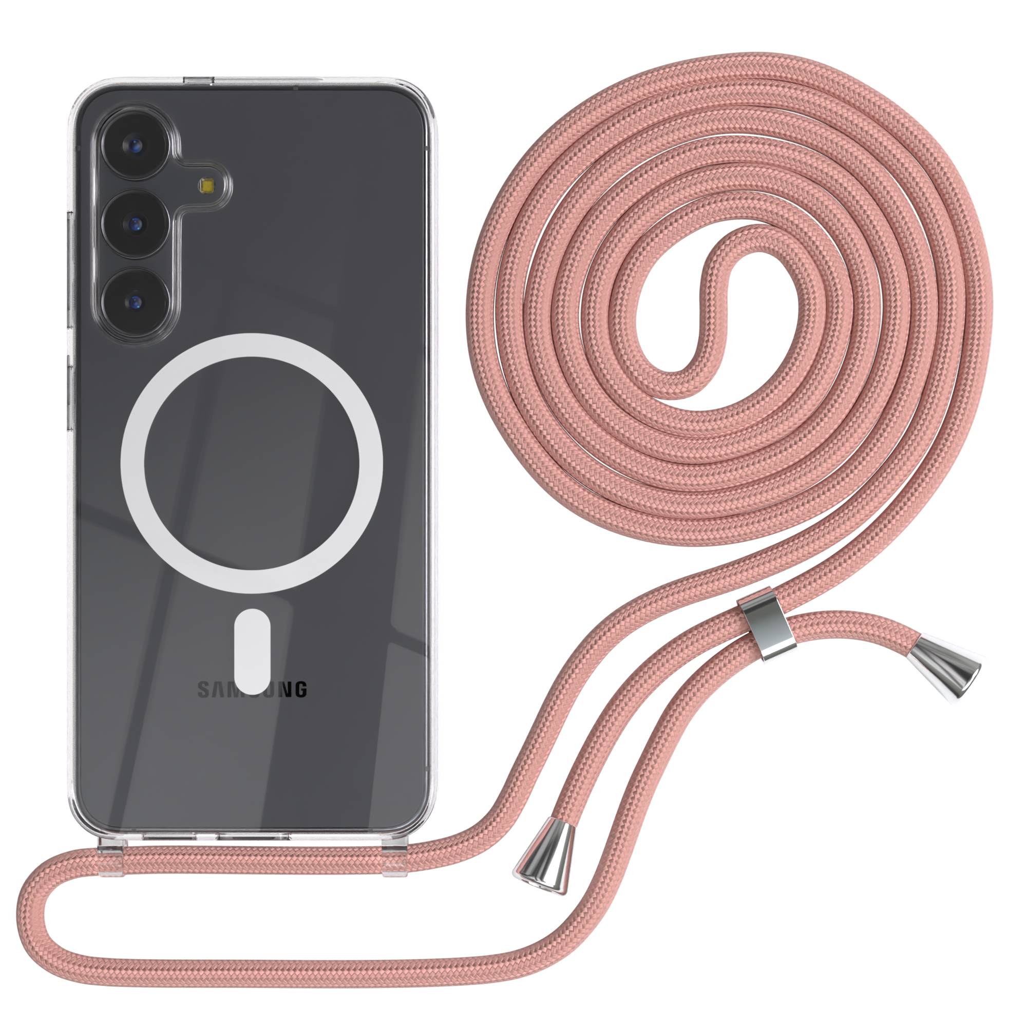 Samsung Galaxy S25 FE transparente Handykette mit MagSafe und verstellbarer Kordel 