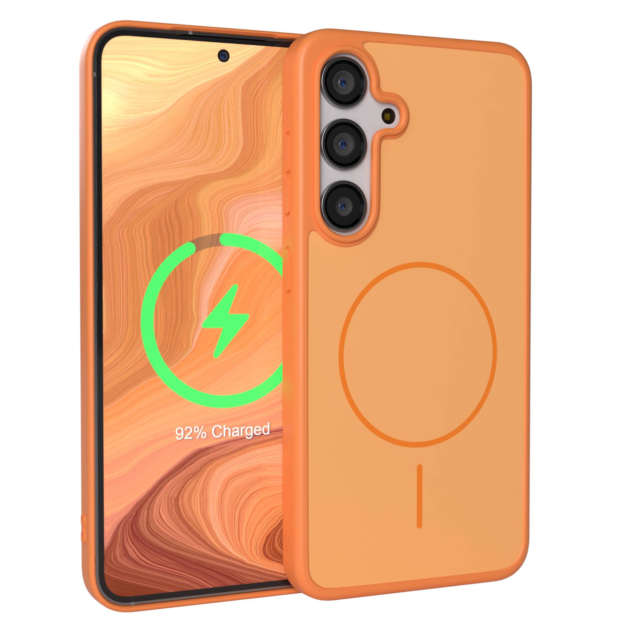 Samsung Galaxy S24 Bumper Hülle mit MagSafe Magnetring Outdoor #farbe_orange
