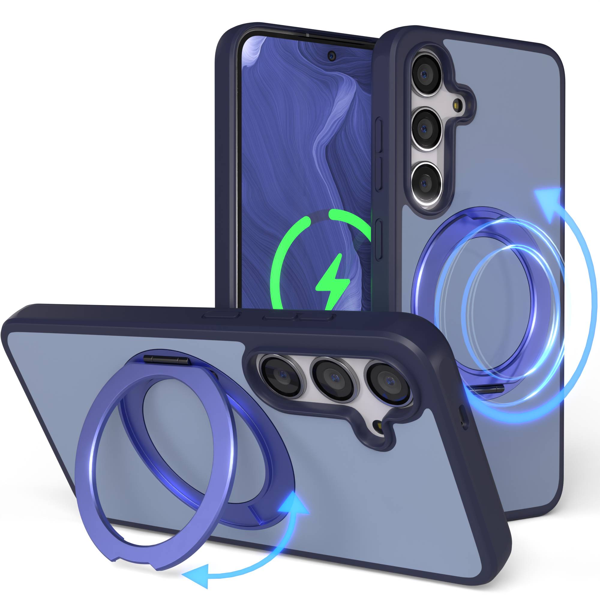 Samsung Galaxy S24 Bumper Hülle mit drehbarem Ring und MagSafe Funktion 