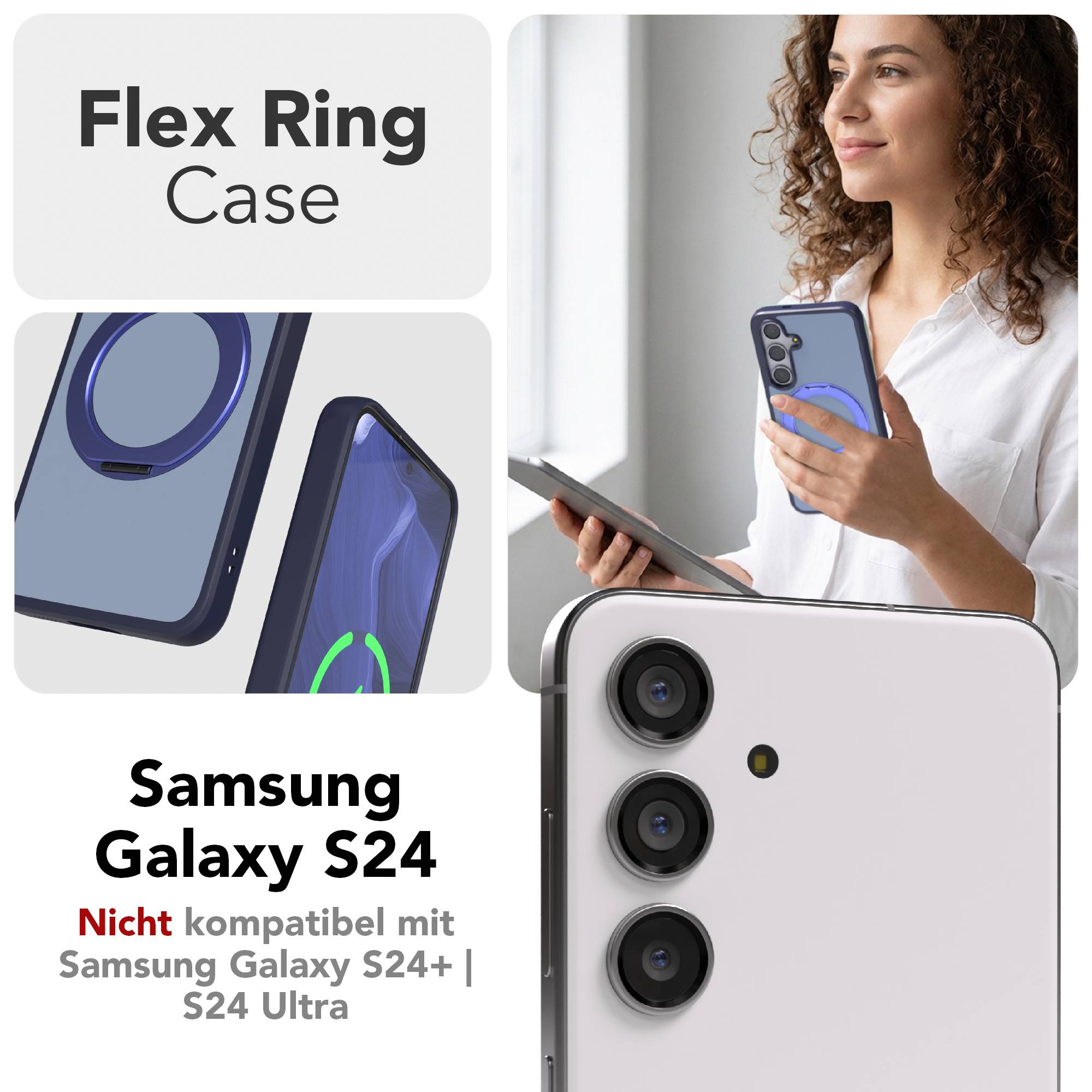 Samsung Galaxy S24 Bumper Hülle mit drehbarem Ring und MagSafe Funktion 