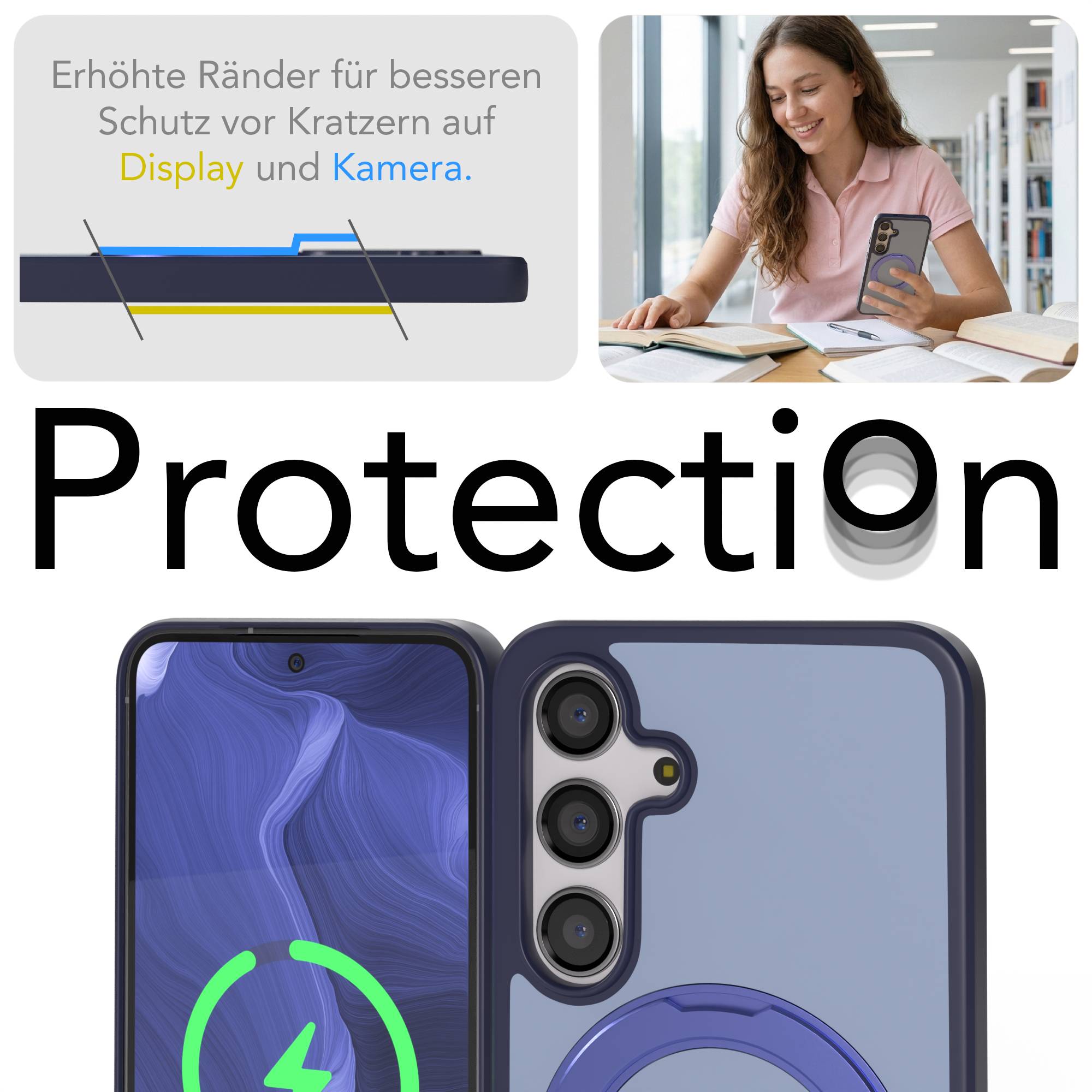 Samsung Galaxy S24 Bumper Hülle mit drehbarem Ring und MagSafe Funktion 