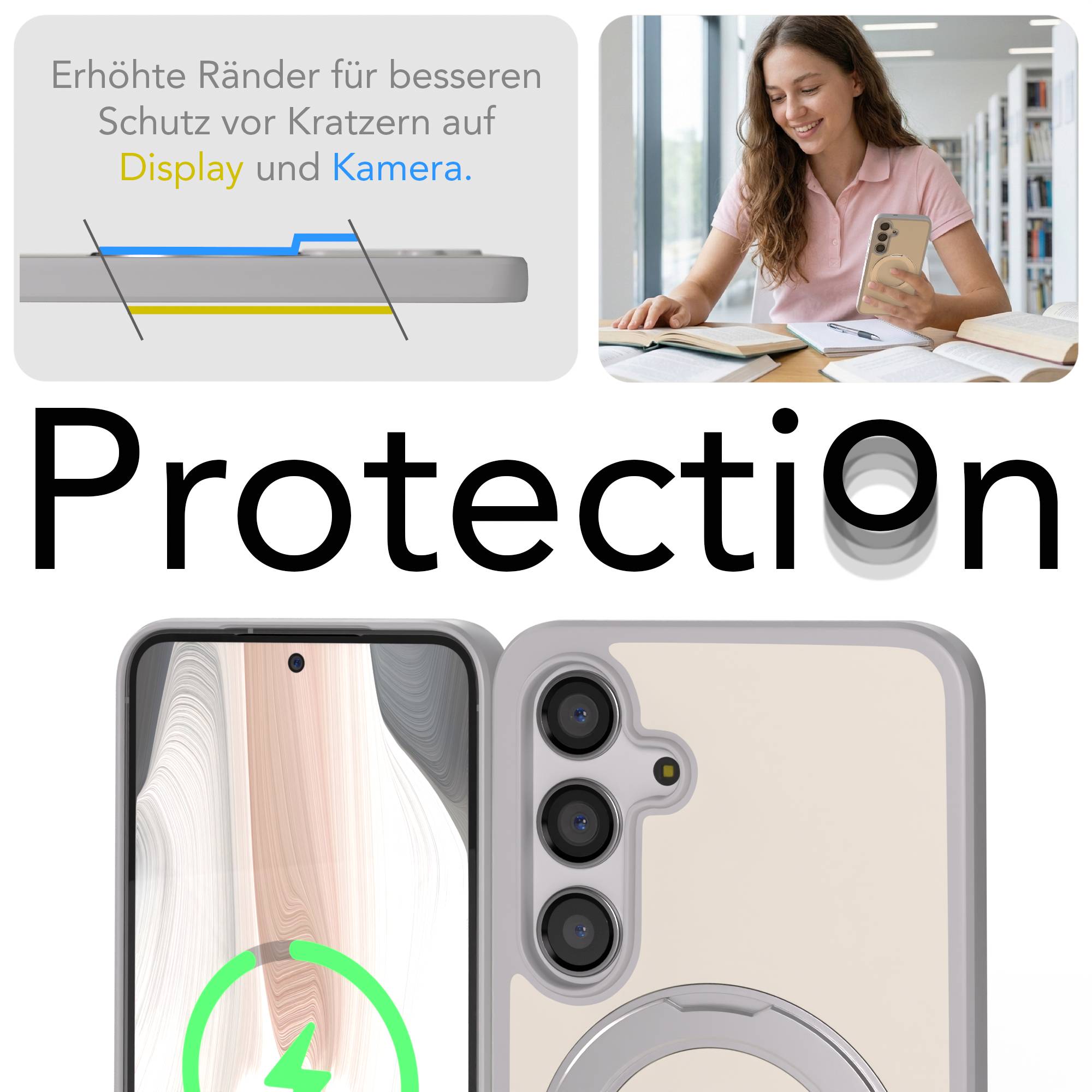Samsung Galaxy S24 Bumper Hülle mit drehbarem Ring und MagSafe Funktion 