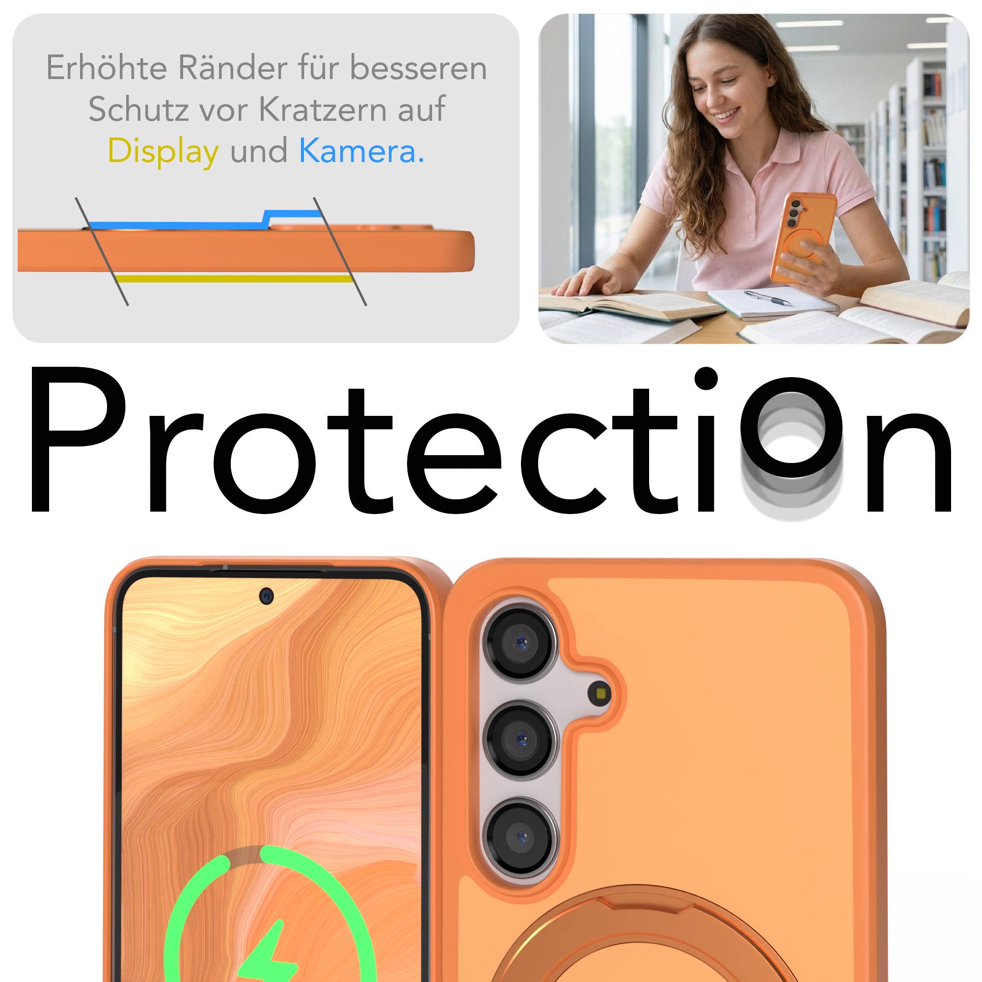 Samsung Galaxy S24 Bumper Hülle mit drehbarem Ring und MagSafe Funktion 