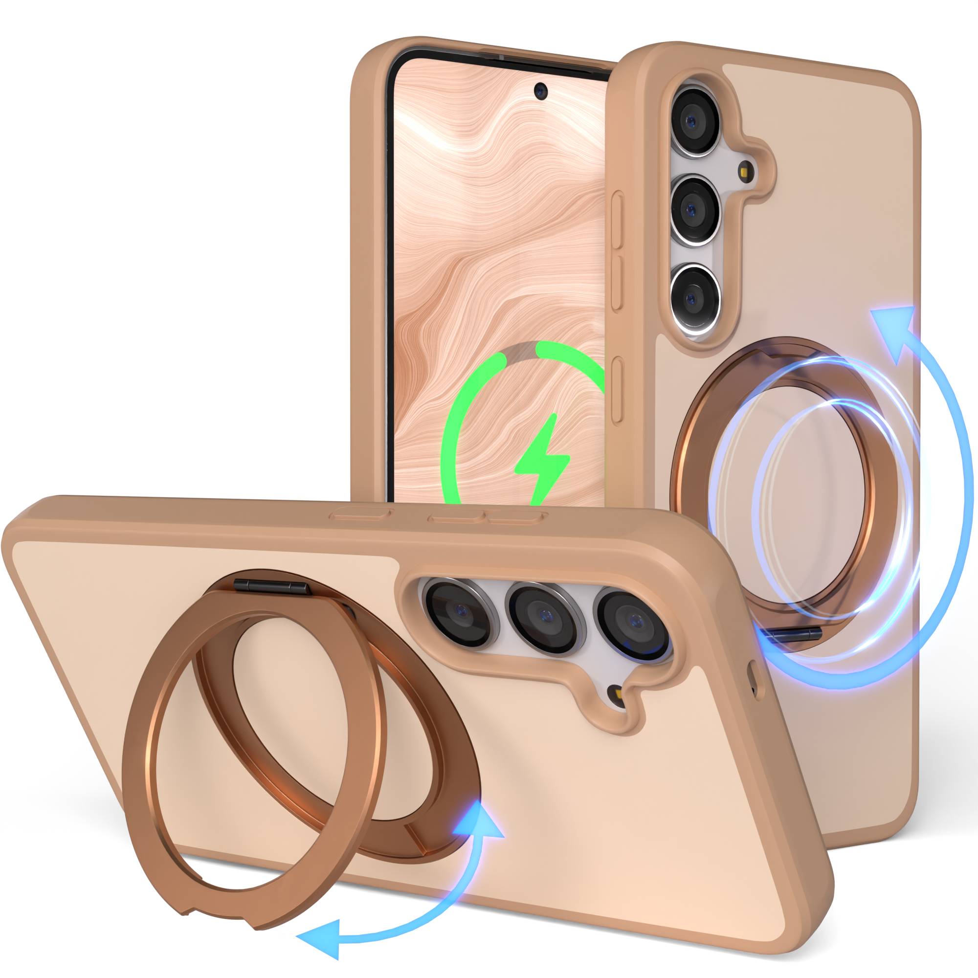 Samsung Galaxy S24 Bumper Hülle mit drehbarem Ring und MagSafe Funktion 
