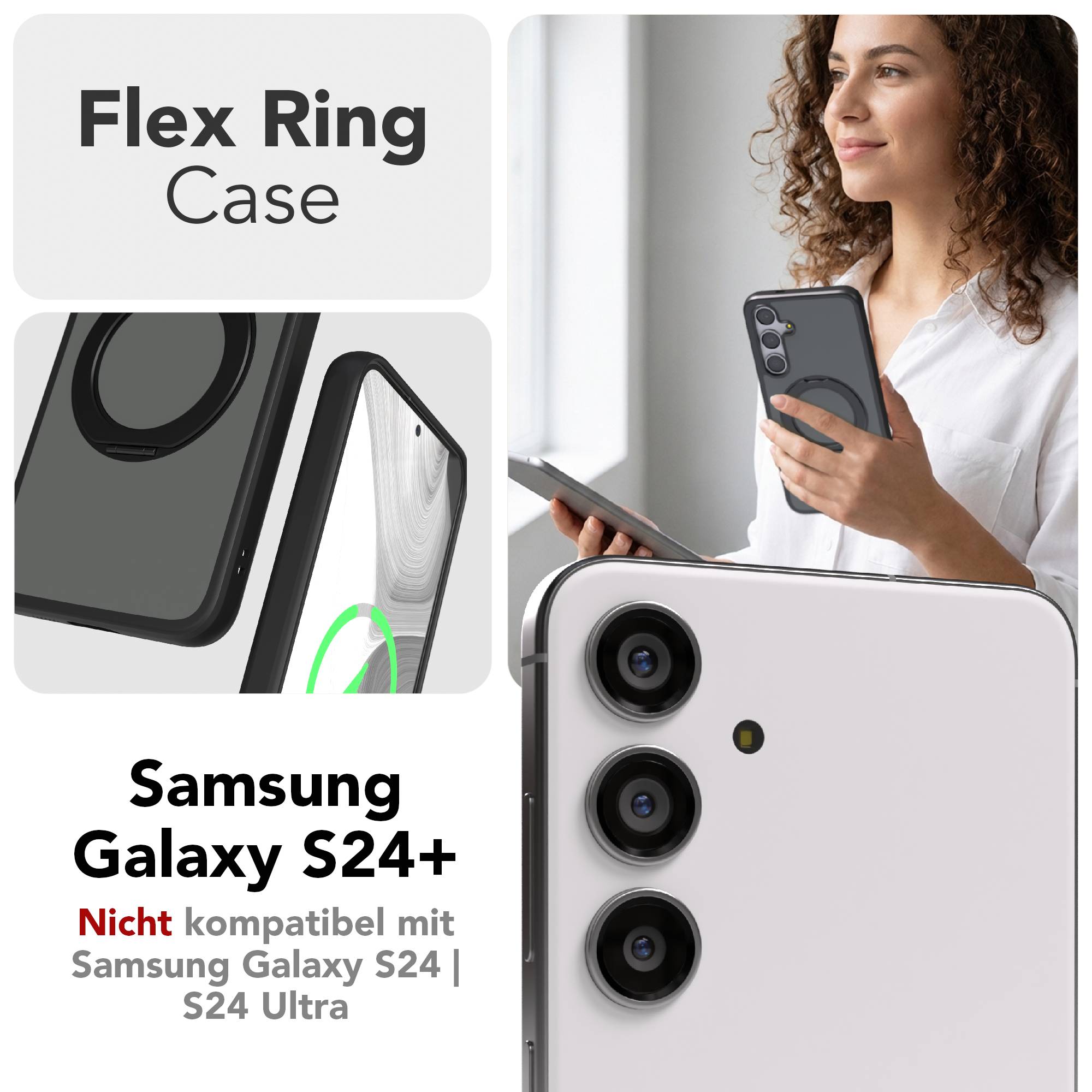 Samsung Galaxy S24 Plus Bumper Hülle mit MagSafe und drehbarem Ring 