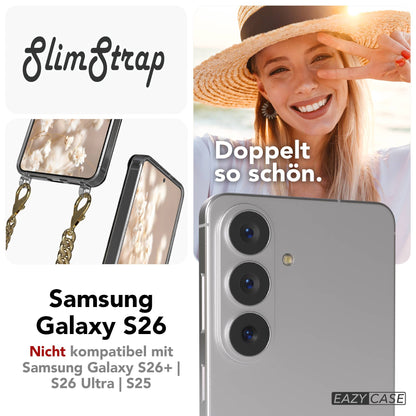 Samsung Galaxy S26 Handykette mit schwarzer Kordel und Metallkette 