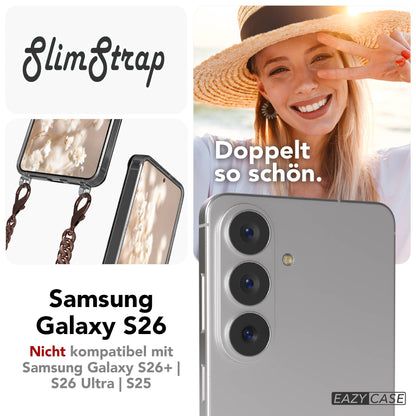 Samsung Galaxy S26 Handykette mit schwarzer Kordel und Metallkette 